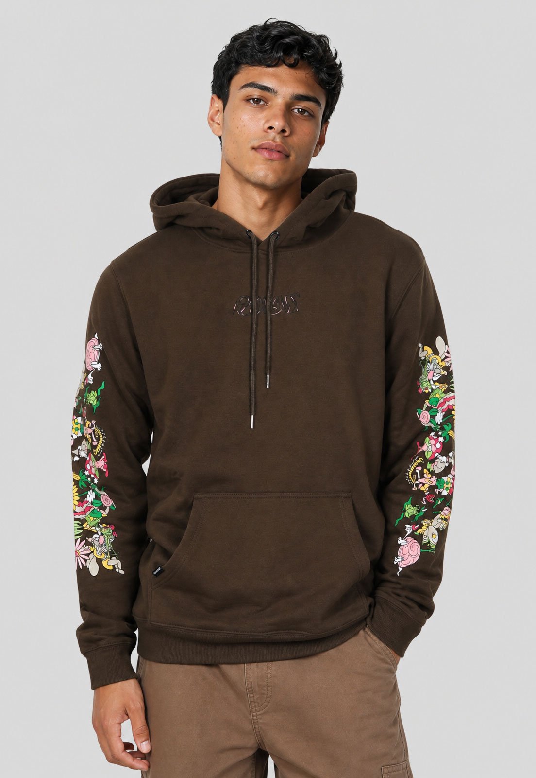 Blusa de Moletom Masculina Element Capuz Marrom