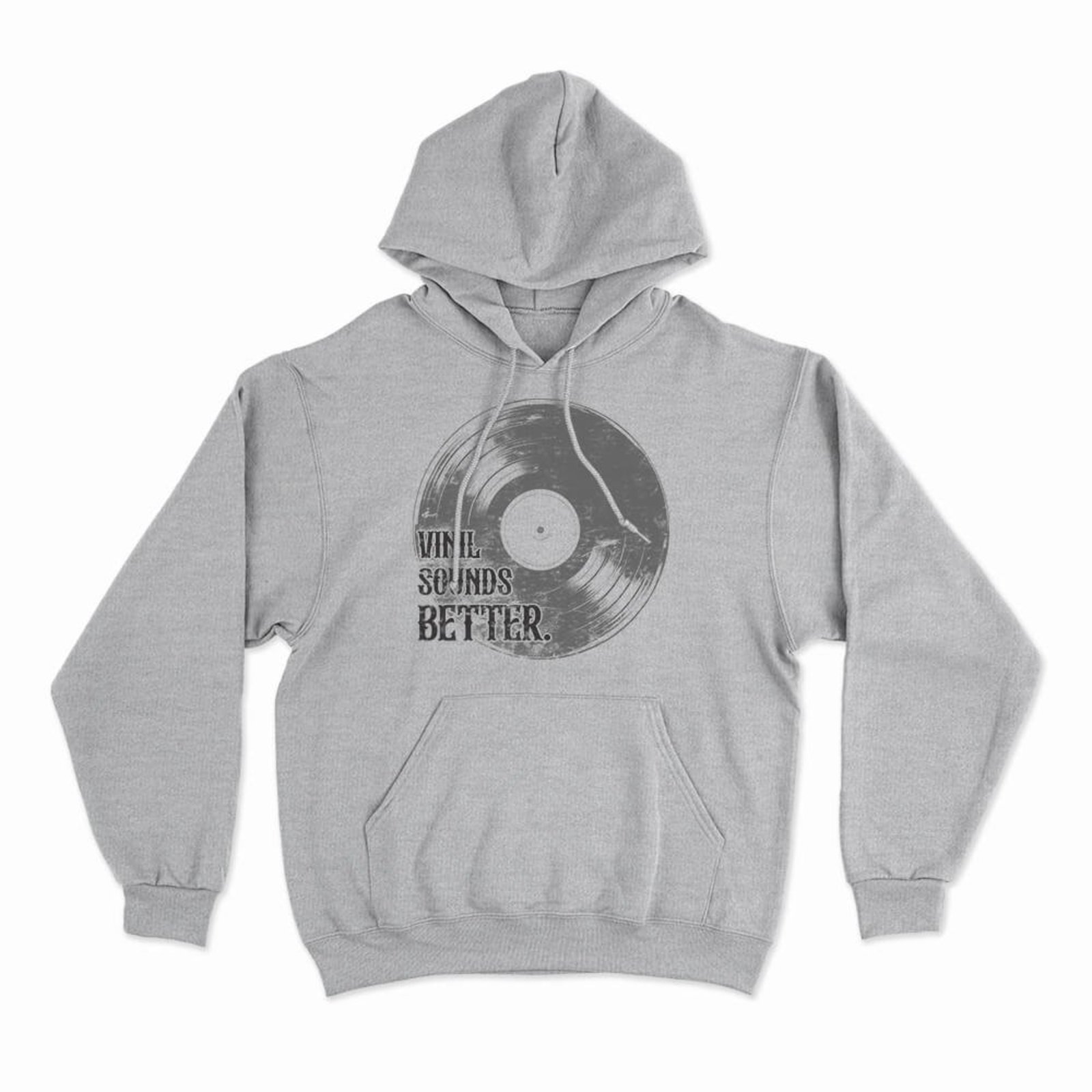 Moletom Com Capuz Vinyl Sounds Better - Mescla Cinza - Casual - Studio Geek
