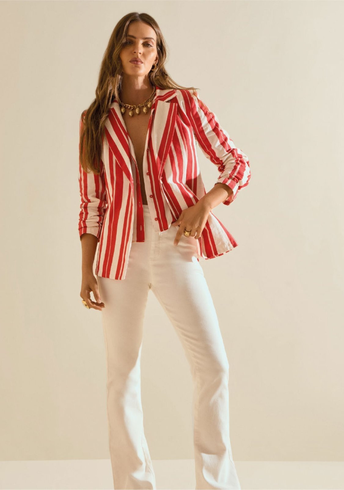 Calça Morena Rosa Boot Cut Alta Off Off-white