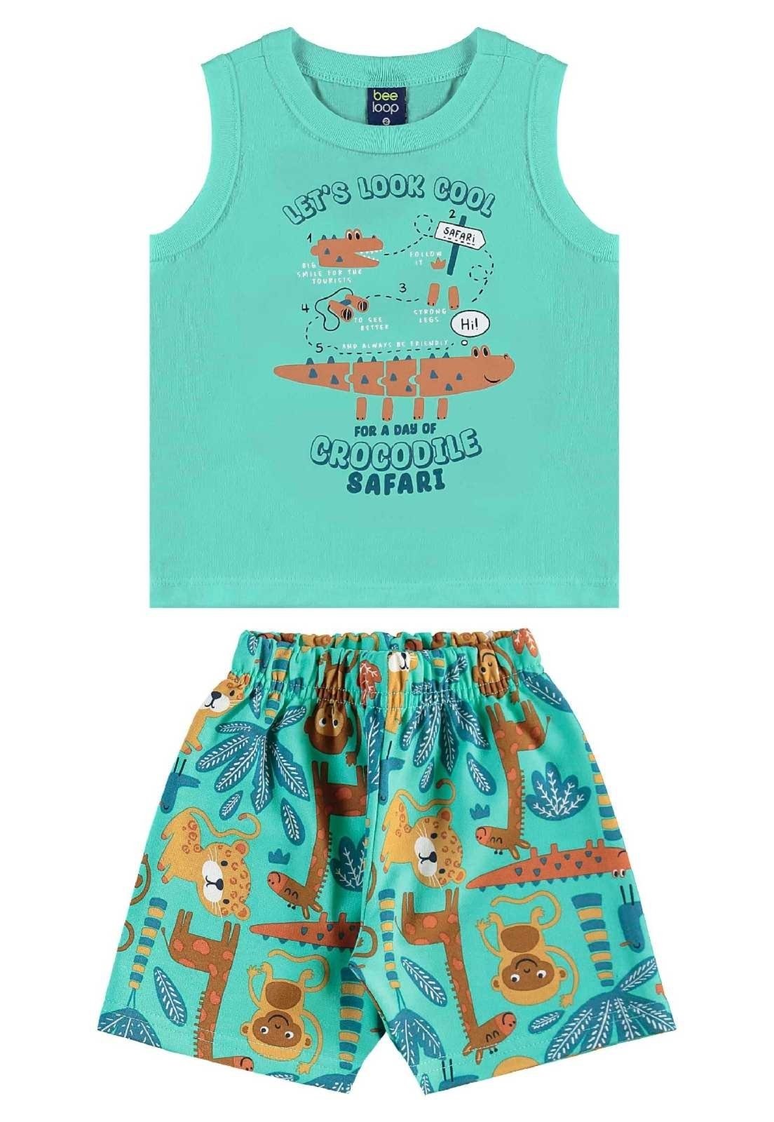 Infantil – Conjunto com Regata e Bermuda Bee Loop Verde