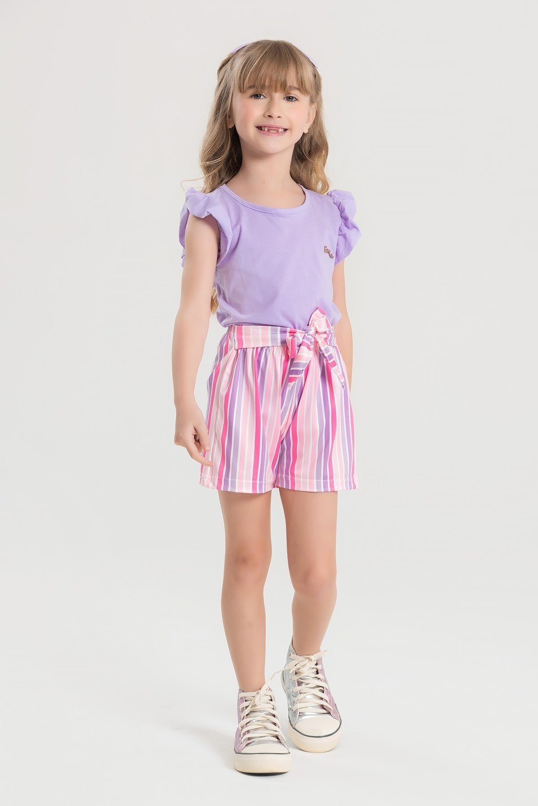 Vista 2 Infantil - Conjunto Verão Feminino Plaquinha - Lilas Mega Kids unico Mega Kids unico
