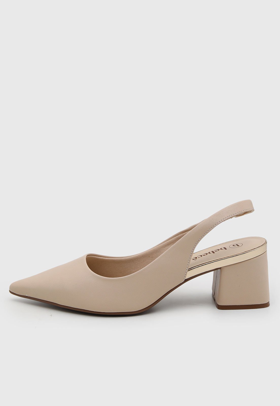 Scarpin Feminino cê Bico Fino Salto Bloco Bege