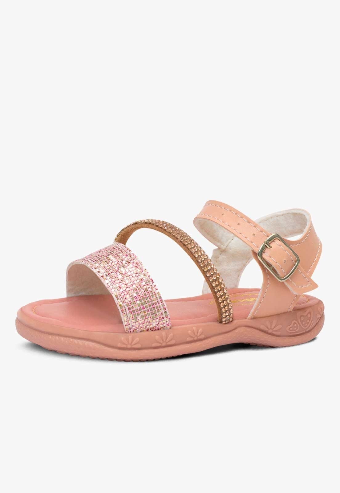 Infantil - Sandália Pópidi Brilho Strass Rosê