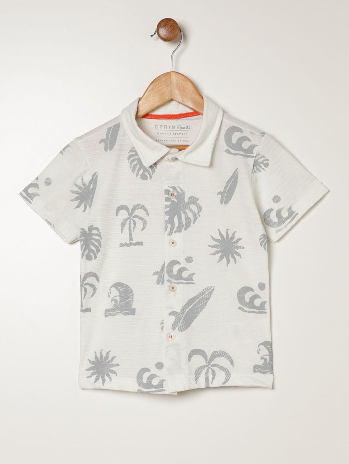 Infantil - Camisa Estampada Para Menino - OFF WHITE