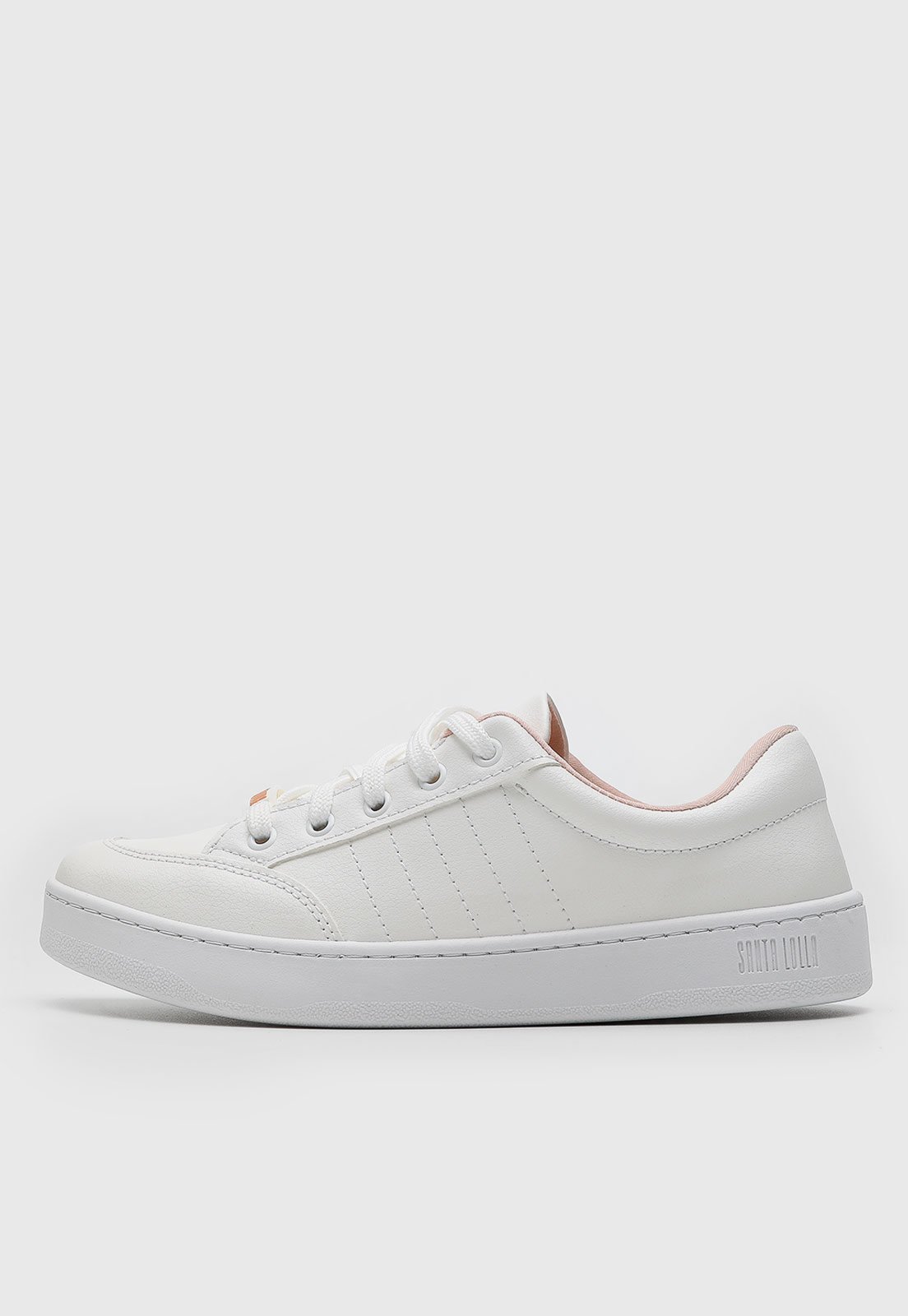 Tênis Feminino Santa Lolla Casual Branco com Detalhe Rosa