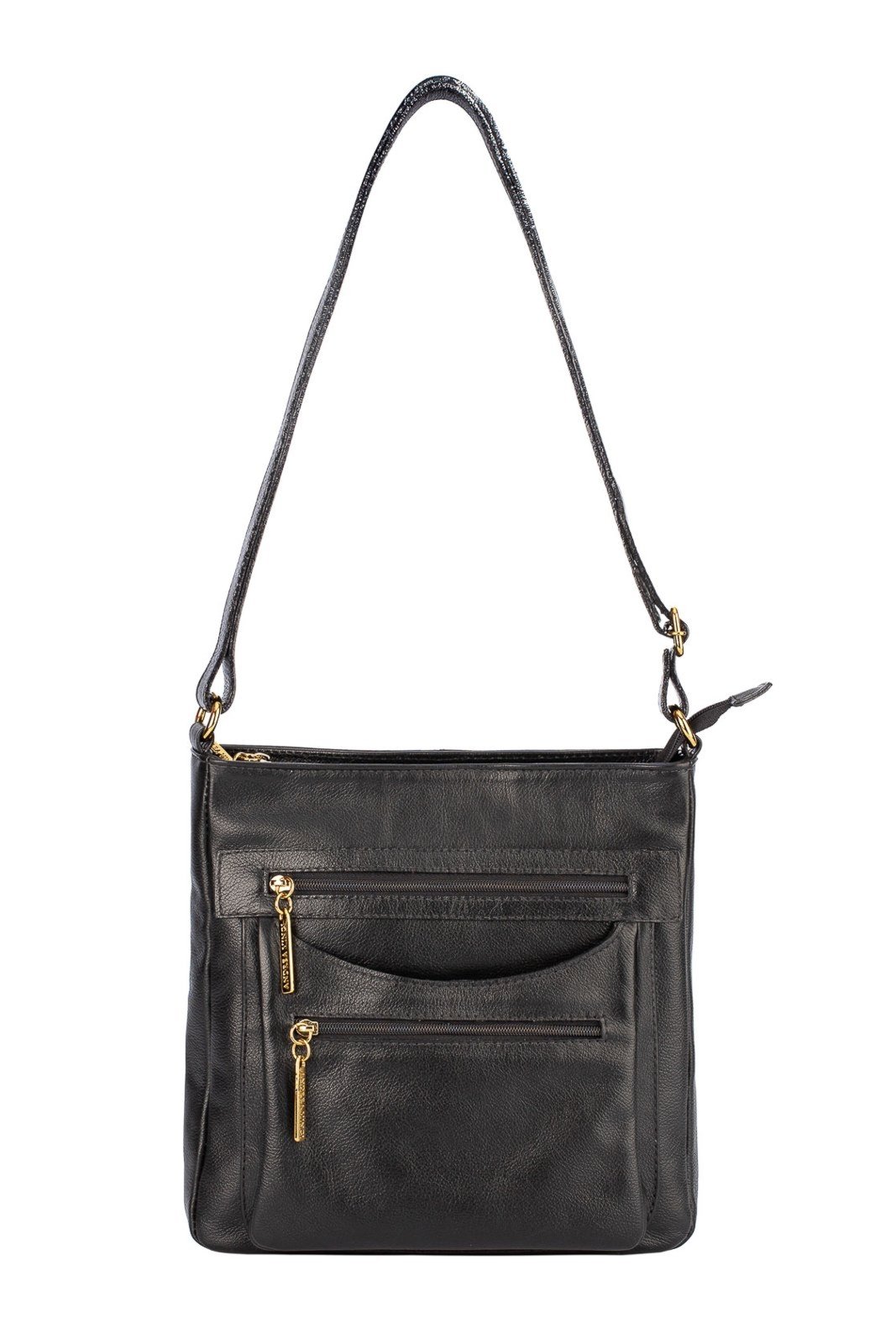 Bolsa tiracolo em couro liso Thais - Preto