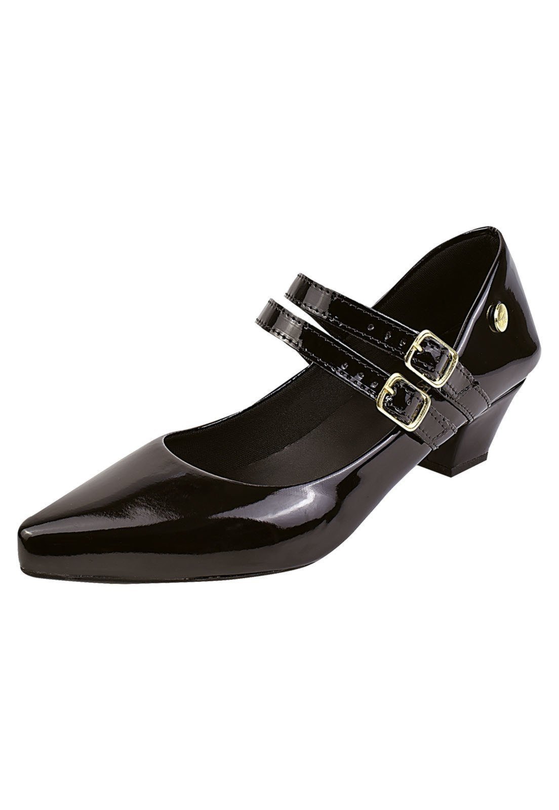 Scarpin Donna Santa Bico Fino Boneca Duas Tiras Preto