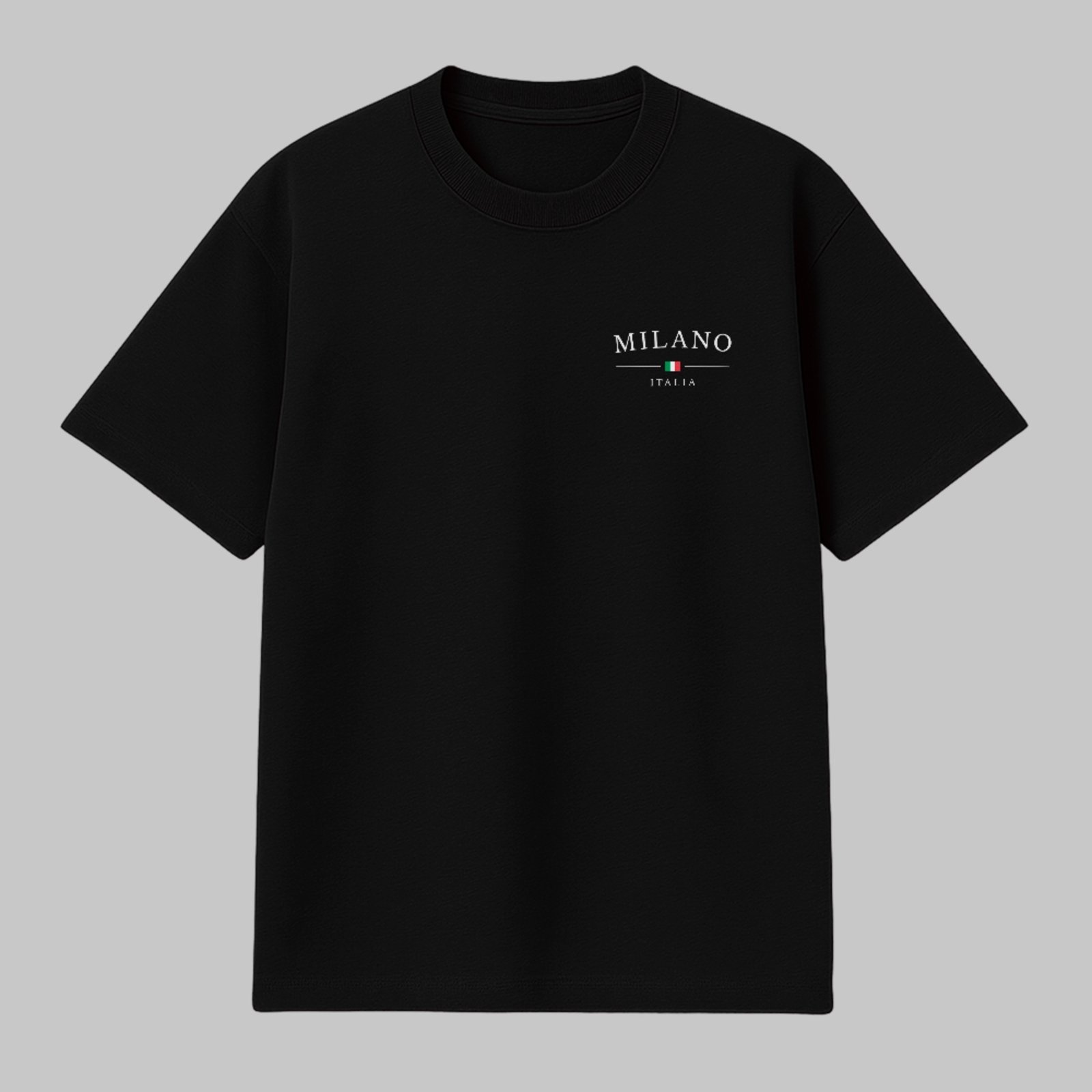 Camiseta Básica Milano Moda Urbana Fashion Logo Minimalista Preto