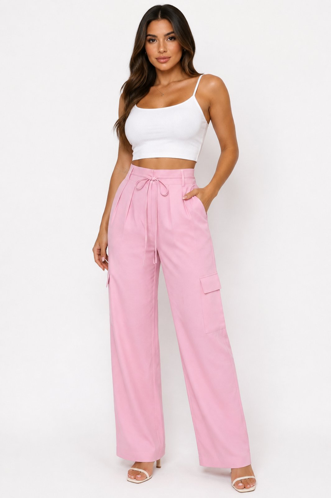Calça Pantalona D Bell Outlet Fashion Cargo Rosa