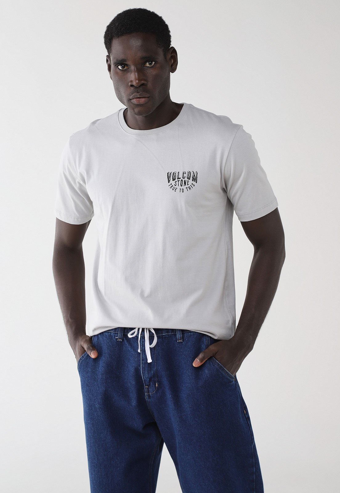 Camiseta Masculina Volcom Silk Stone True To This Cinza