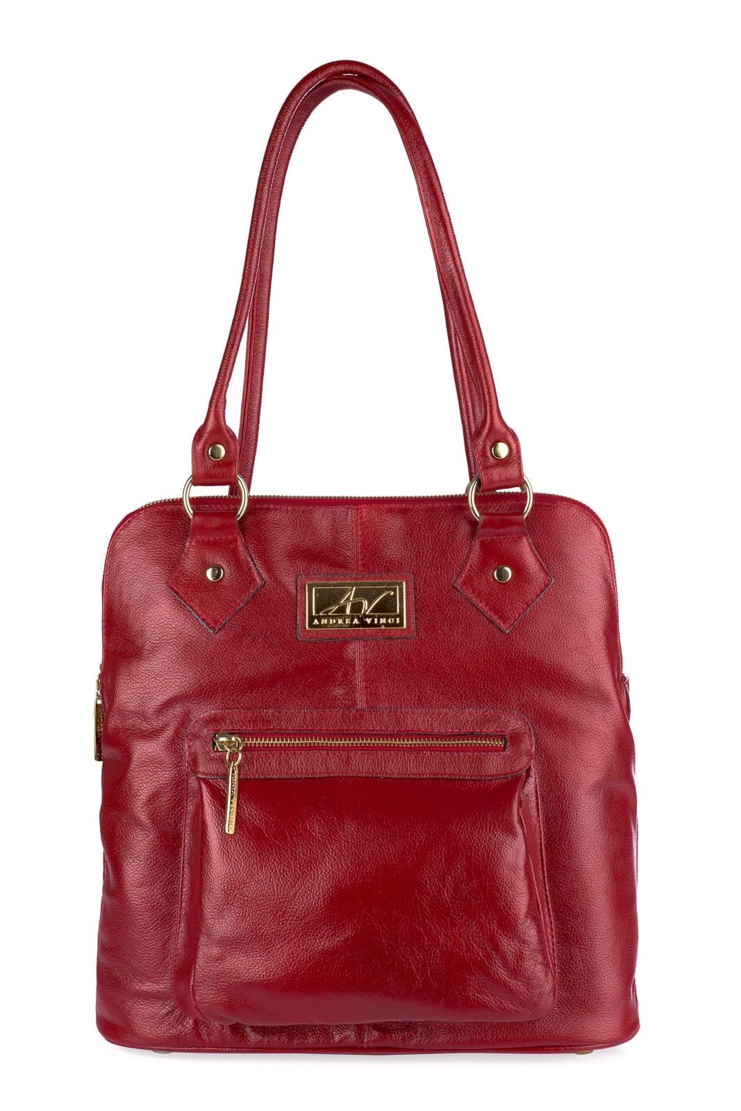 Bolsa mochila de couro liso Lívia - Vermelho