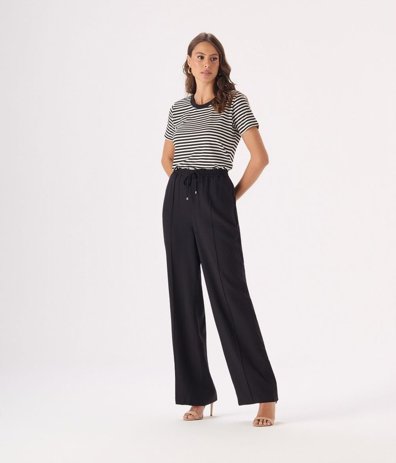 Calca Makenji Pantalona Com Elastico Feminina Preta