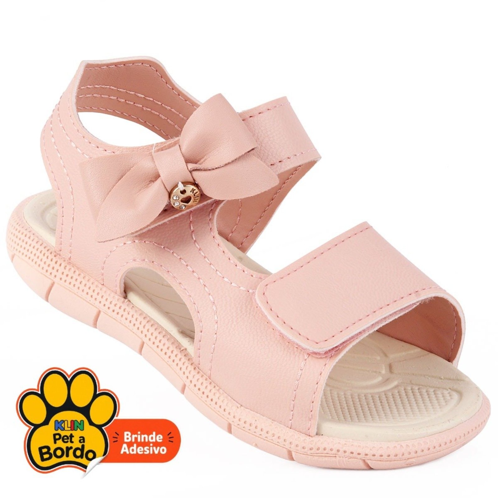 Infantil - Sandália Papete Klin Tic Tac Rosa com Laço - Tamanhos 20 ao 27