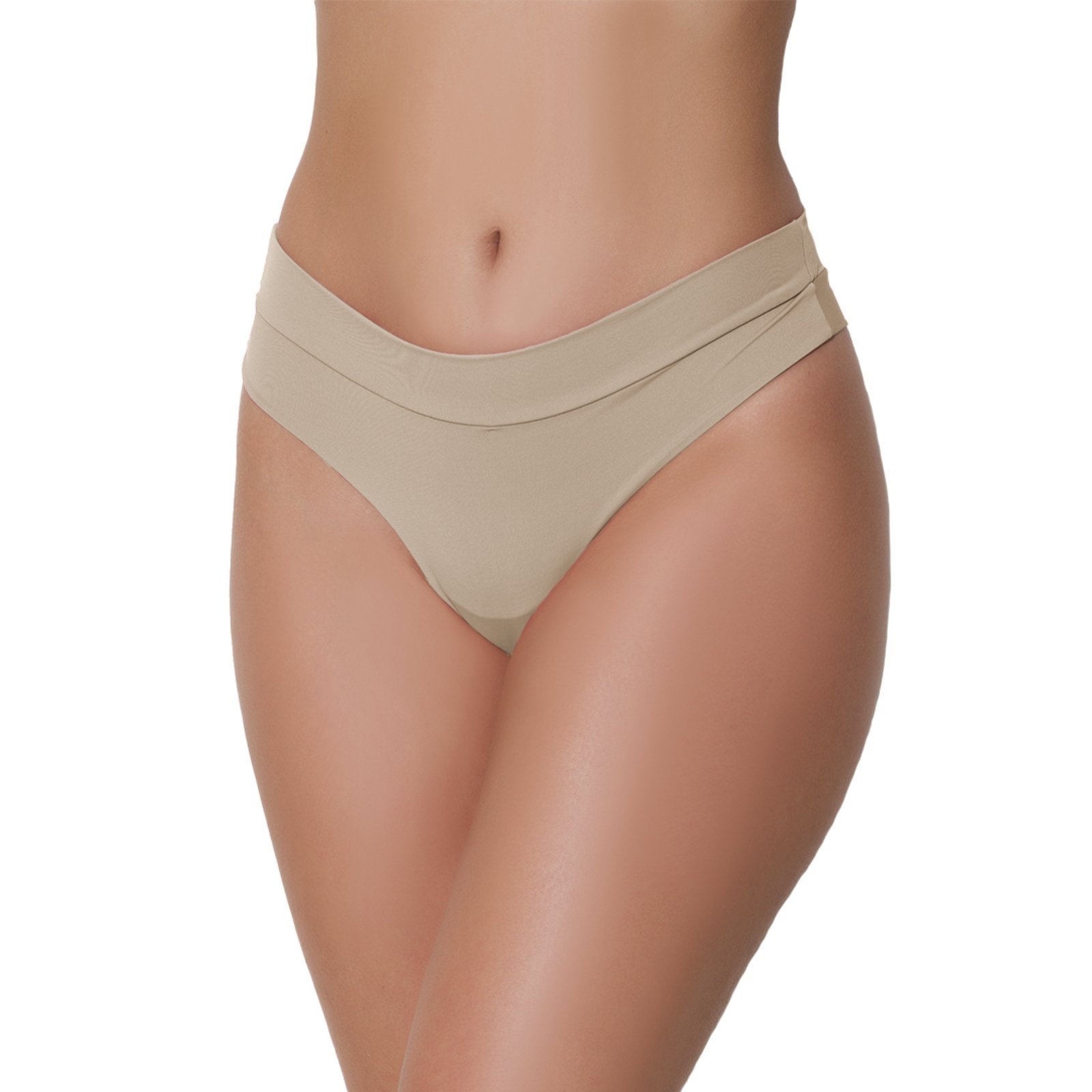 Tanga Gabi Lingerie Sensual Microfibra Confortável Modelagem Perfeita Bege