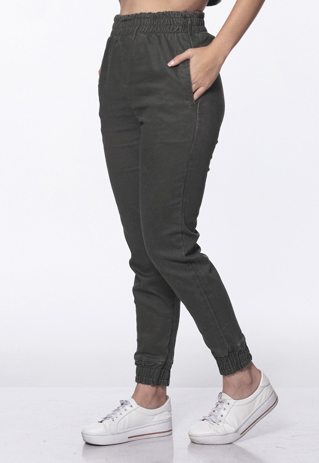 Calça Sarja Skinny Cintura Alta Elástico Conforto 7895 Verde