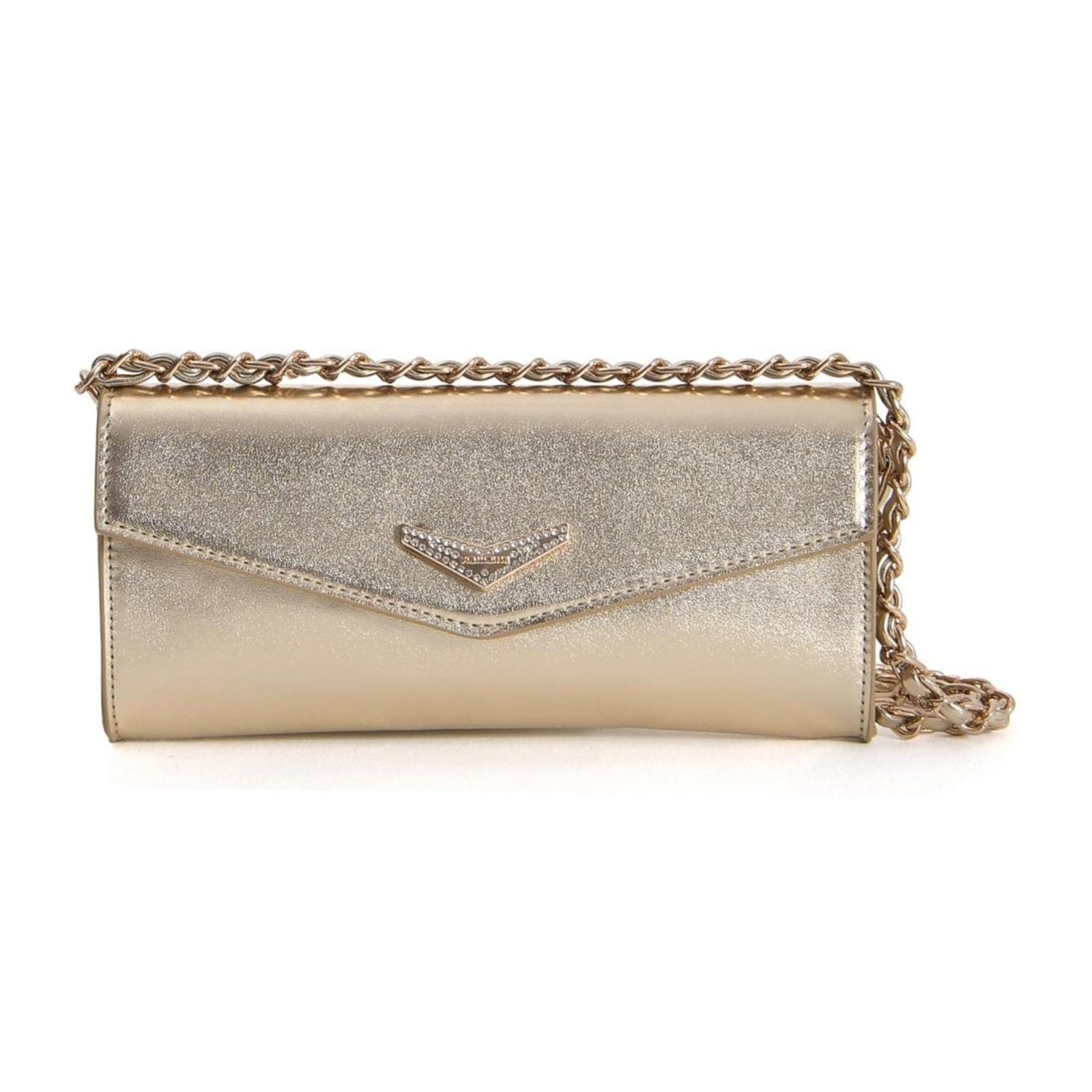 Bolsa Crossbody Via Marte Strass Logo Feminina Dourado