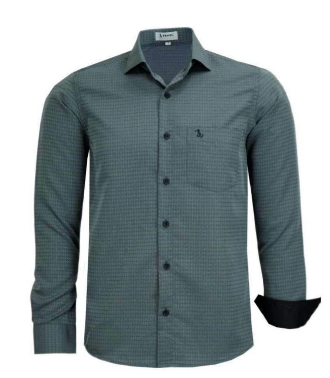 Camisa Social Amil Comfort Gets Macia Poliéster Fácil de Passar Manga Longa Chumbo