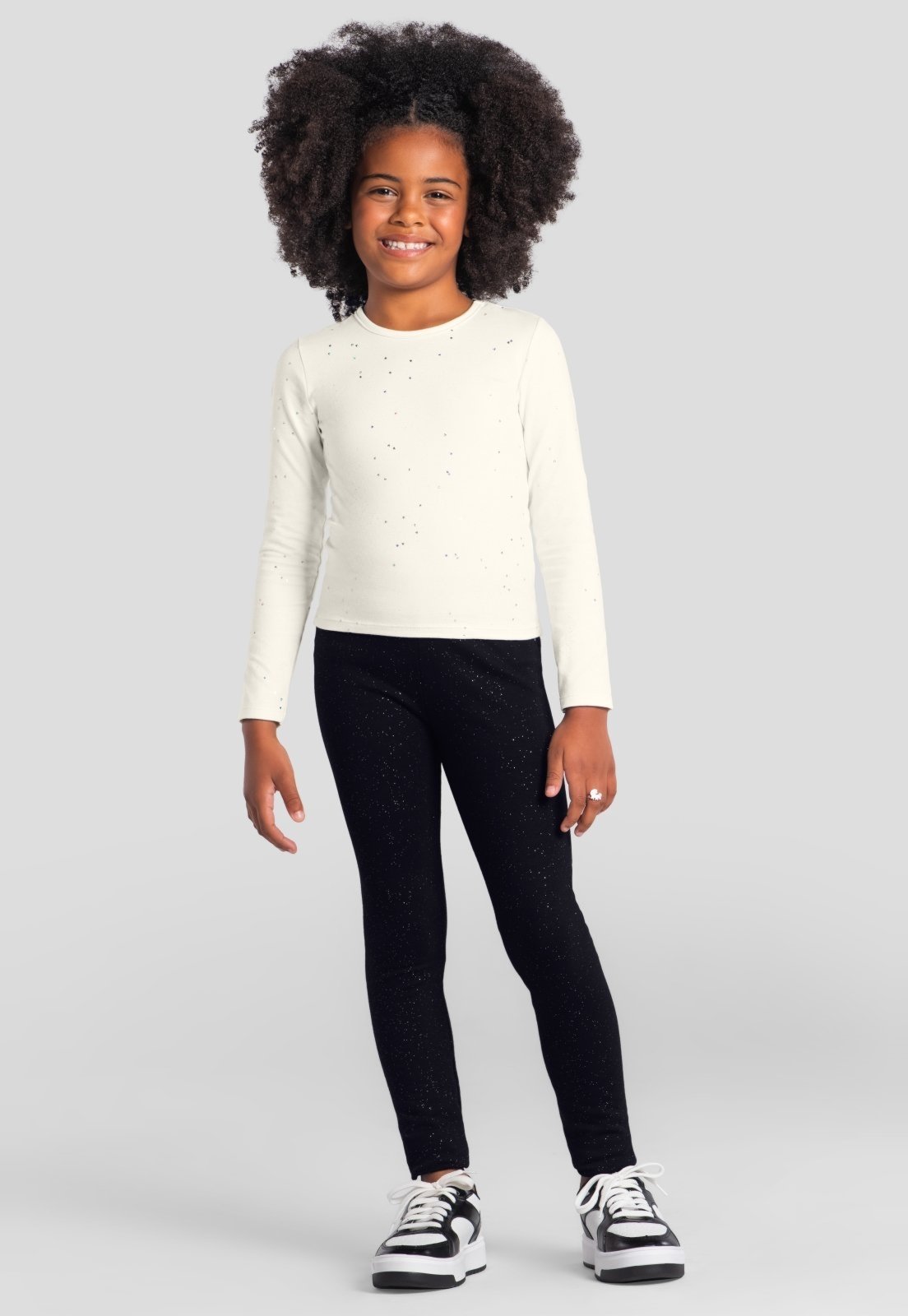 Infantil - Blusa menina em cotton com brilho Brandili