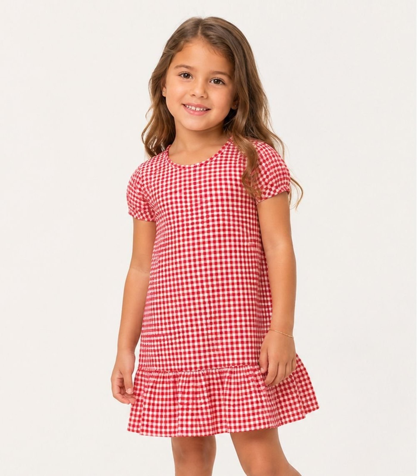 Infantil - Vestido Menina Em Cotton Leve Select Vermelho