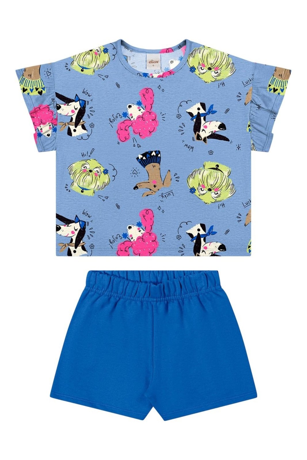 Infantil - Conjunto Menina Mangas Com Babados Elian Azul