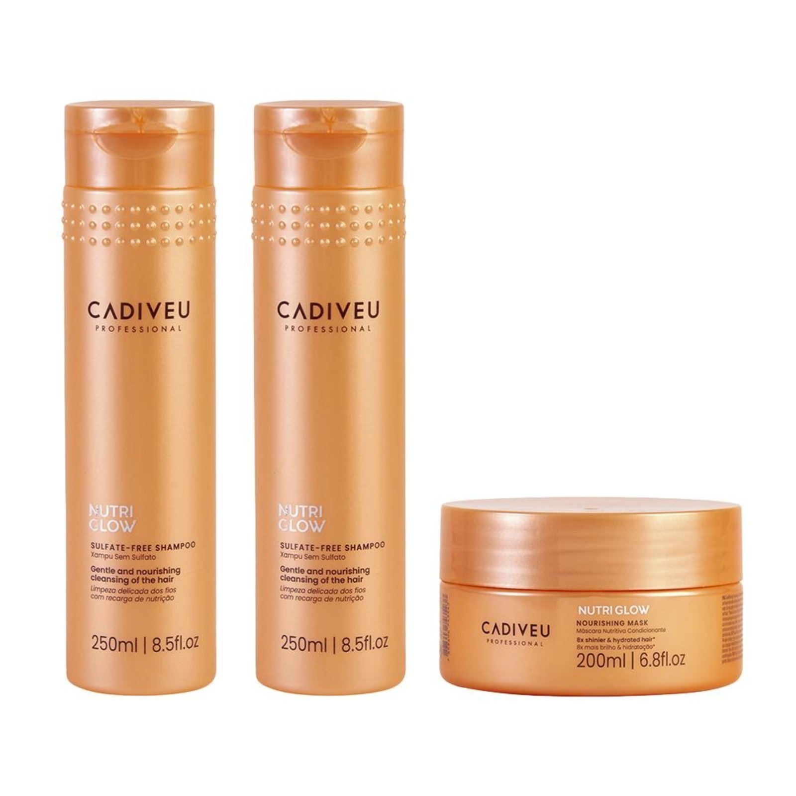 Kit Cadiveu Professional Nutri Glow Shampoo 250ml + Condicionador 250ml + Máscara 200ml