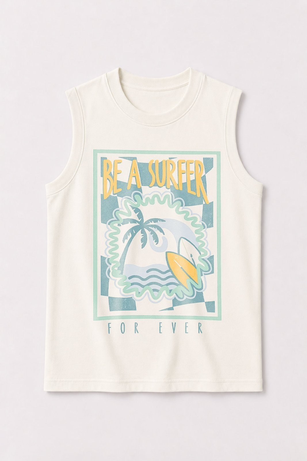 Infantil - Camiseta Regata Masculina Algodão Off White - Be a Surfer - Babei no Look