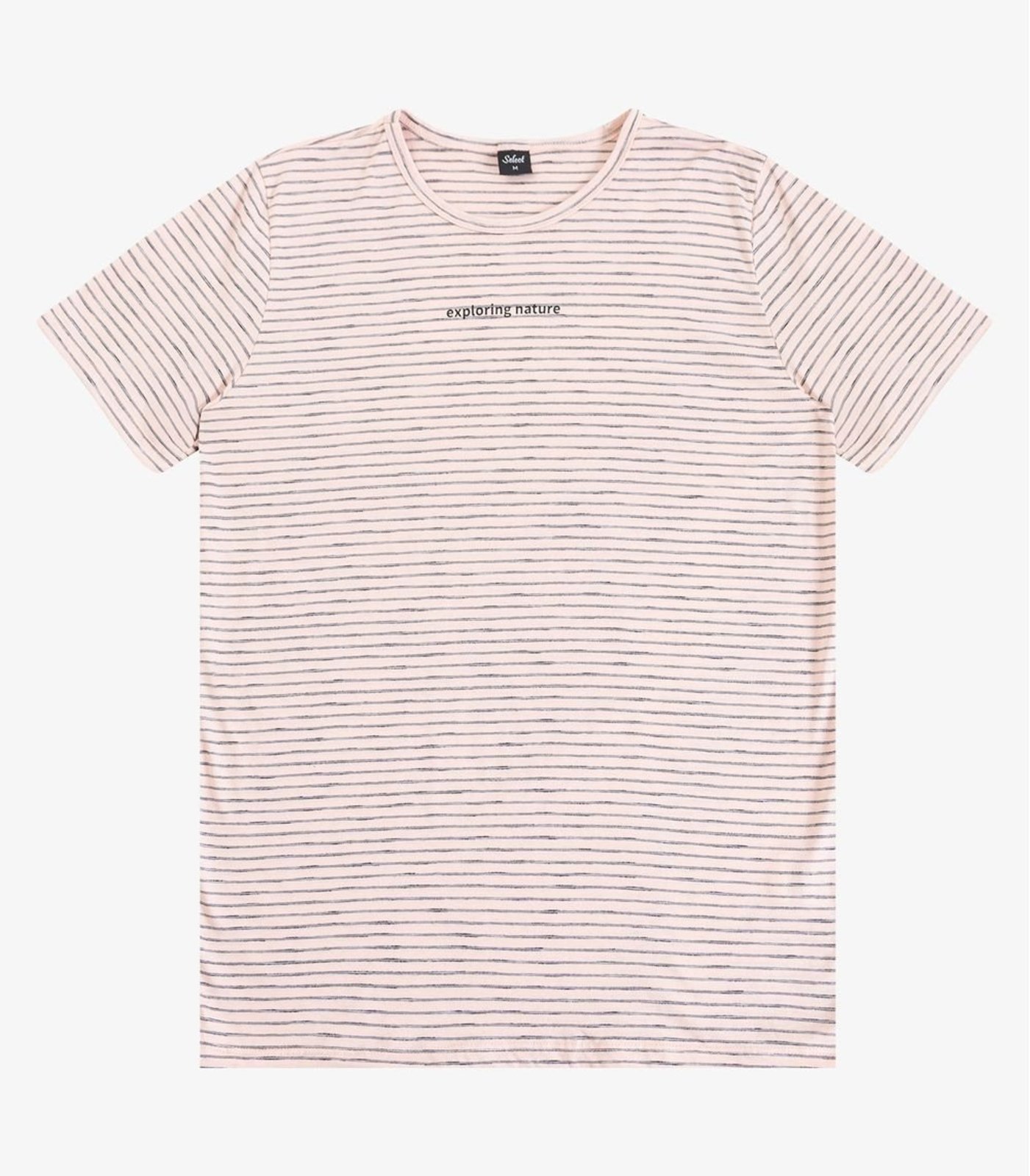 Camiseta Masculina Meia Malha Fio Tinto Select Rosa