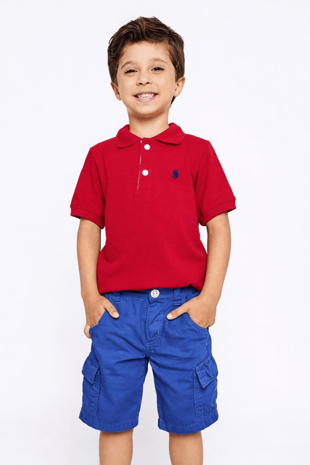 Infantil - Bermuda Cargo Menino Básico Alphabeto Azul