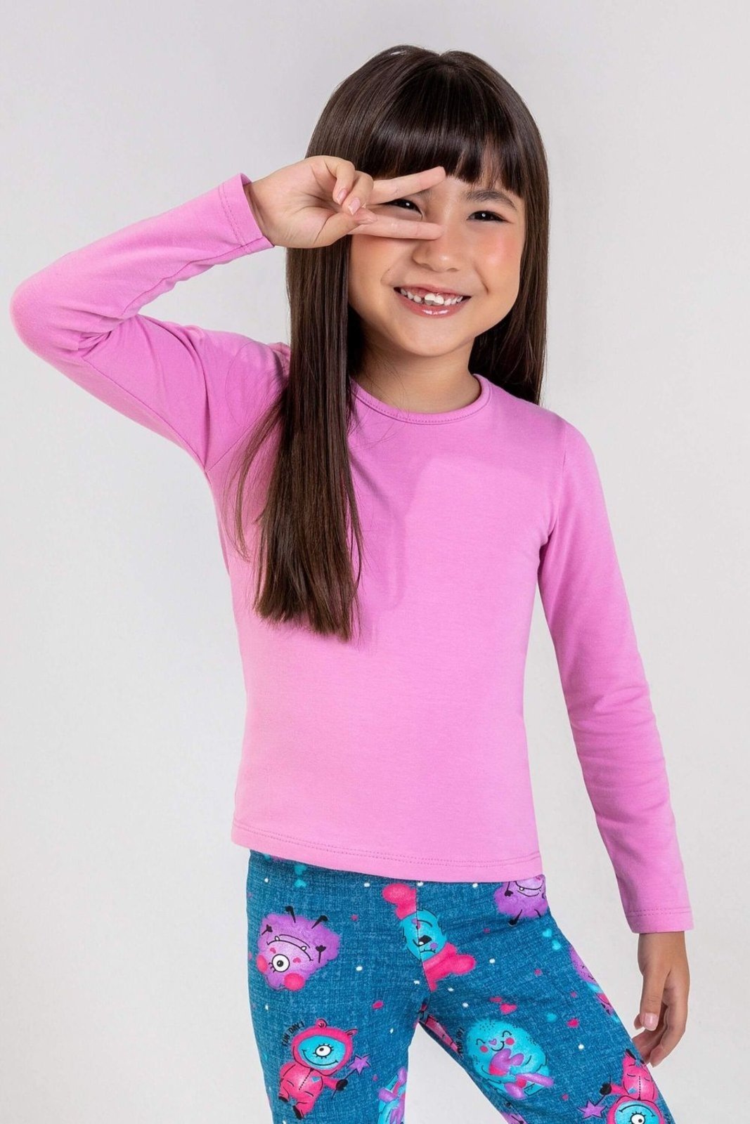 Vista 2 Infantil - Blusa Menina Básica Elian rosa Elian rosa