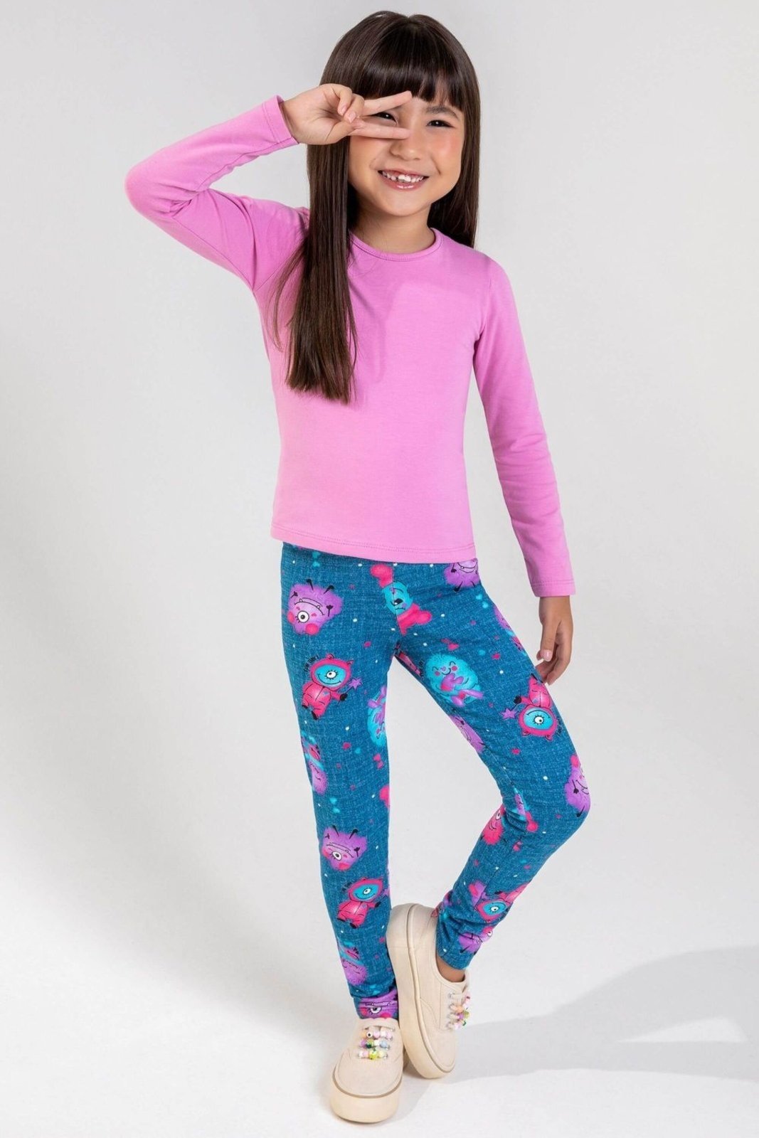 Vista 3 Infantil - Blusa Menina Básica Elian rosa Elian rosa