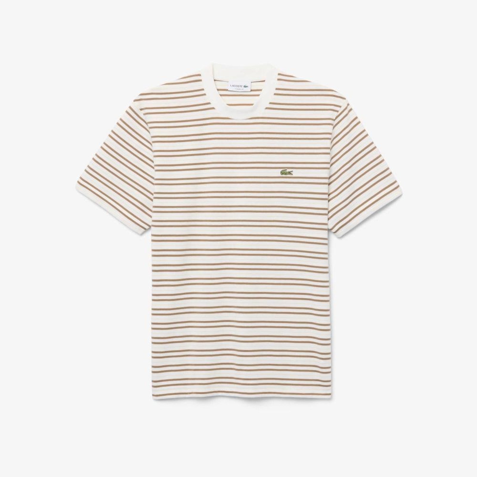 Camiseta de Algodão Lacoste Listrada Marrom