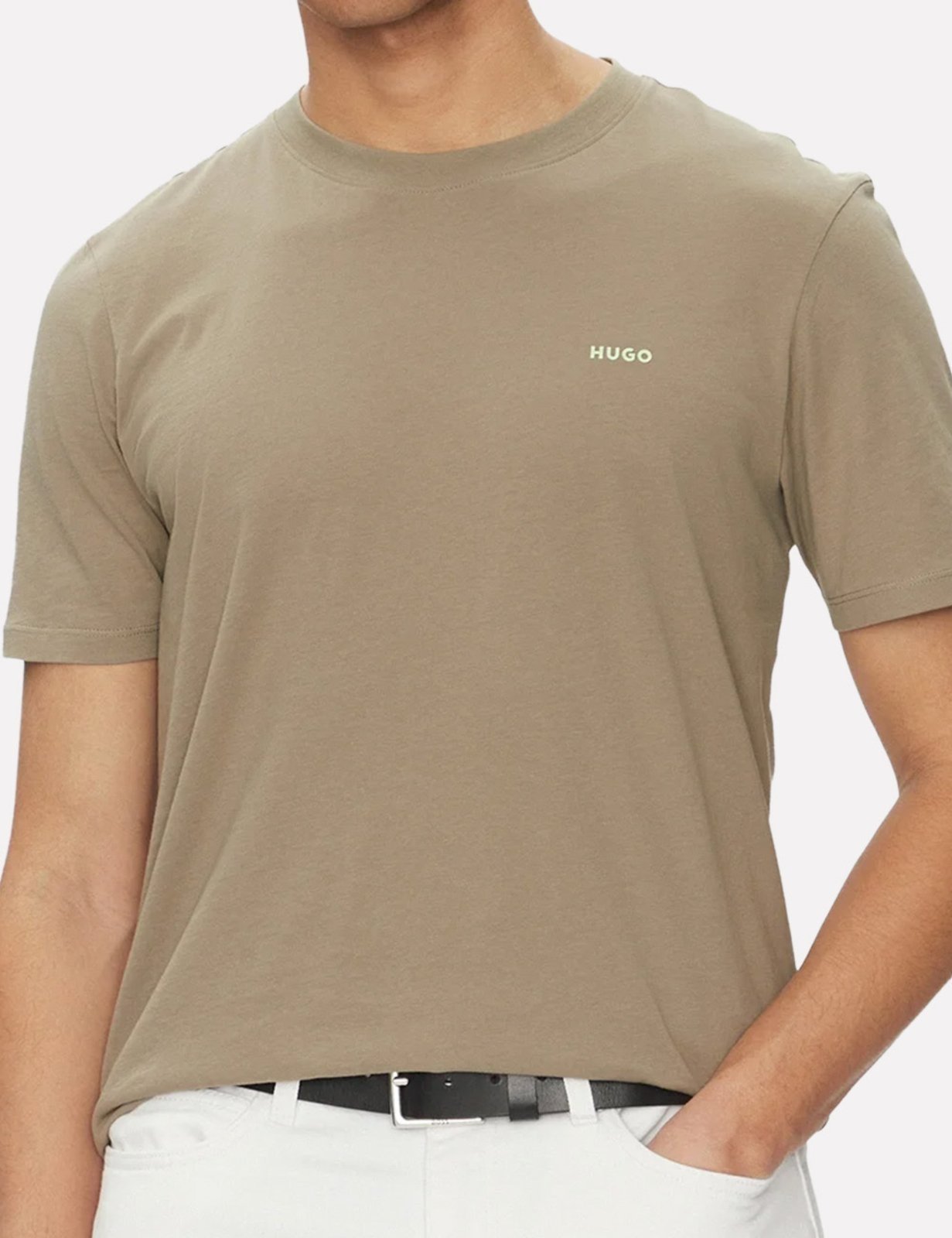 Camiseta Hugo Boss Masculina Regular Dero222 Cáqui