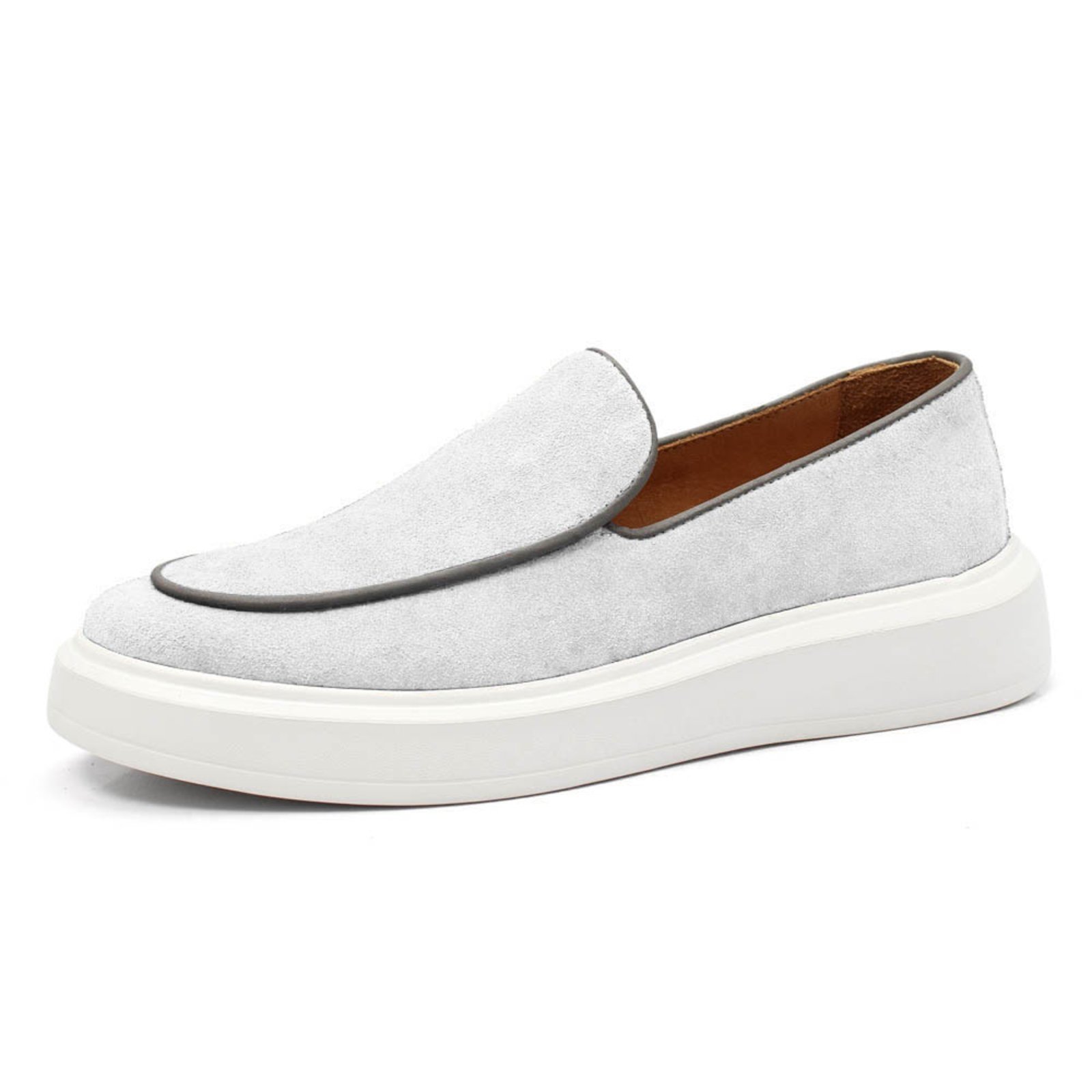 Loafer Masculino em Couro Forrado em Couro Com Palmilha em Couro Off White