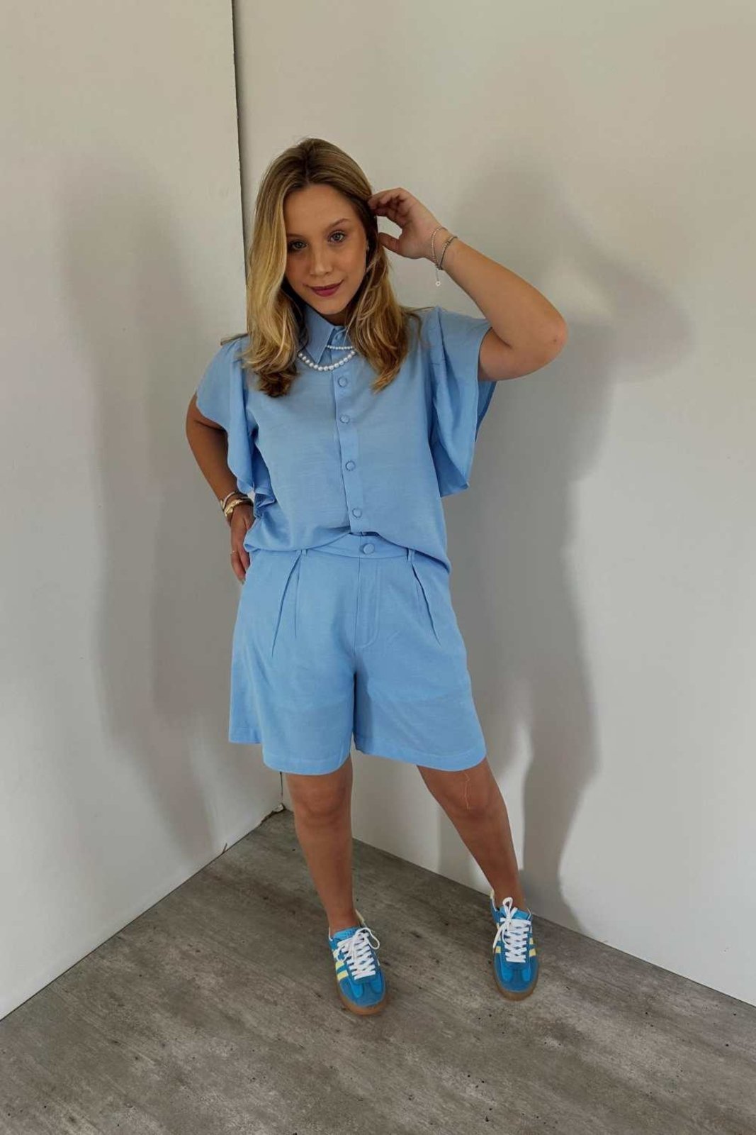 Vista 2 Camisa Vanibele Viscolinho Claro azul Vanibele azul