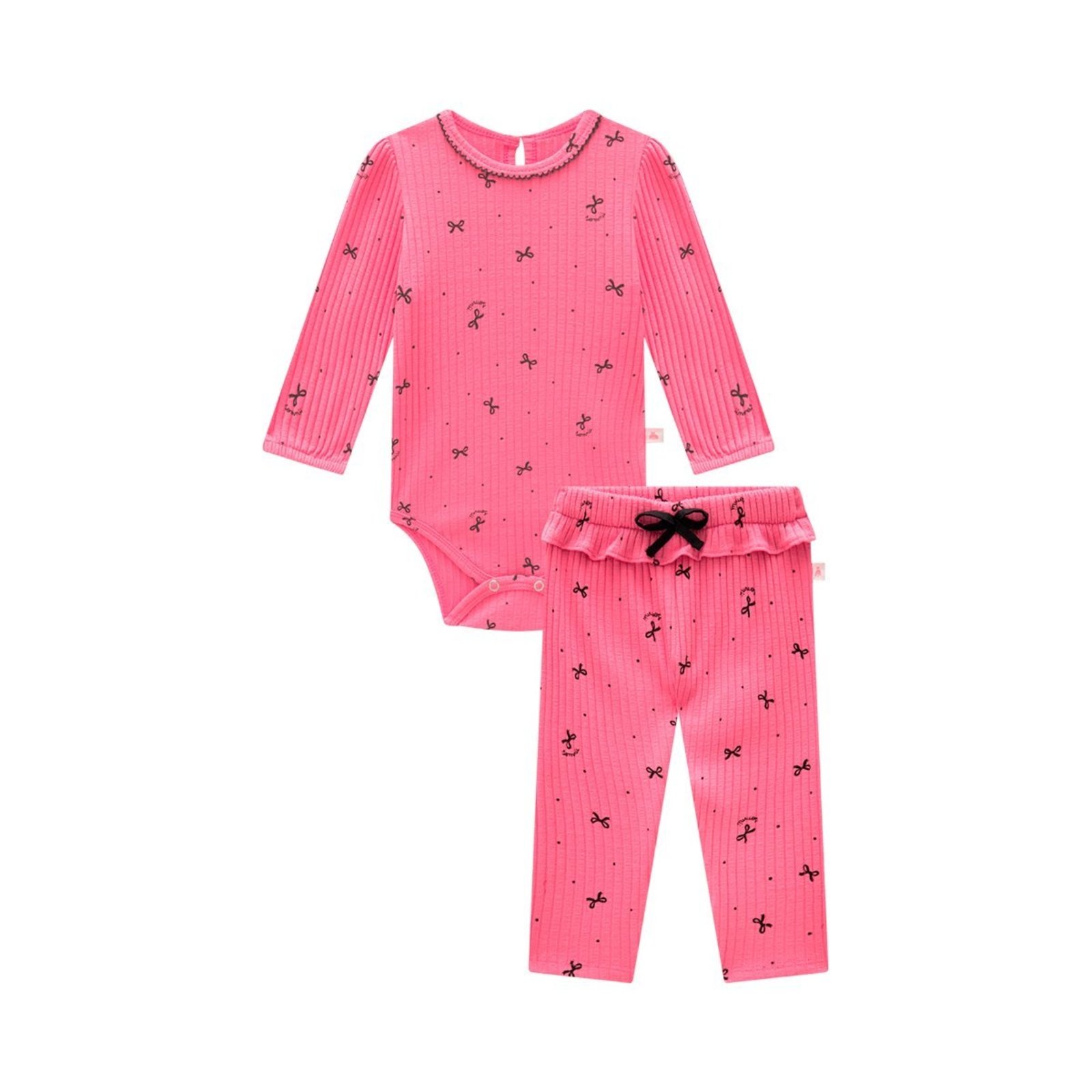 Infantil - Conjunto Menina Body e Calça em Ribana Soft