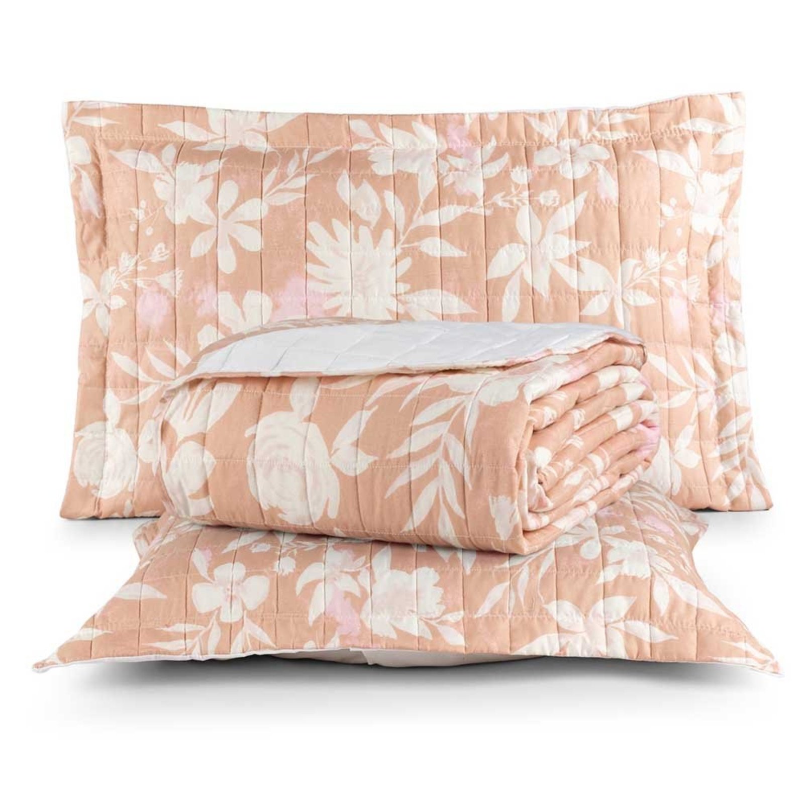 Kit Cobre Leito Karina King Micropercal 300 Fios Colcha Estampado 3 Peças Floral 1