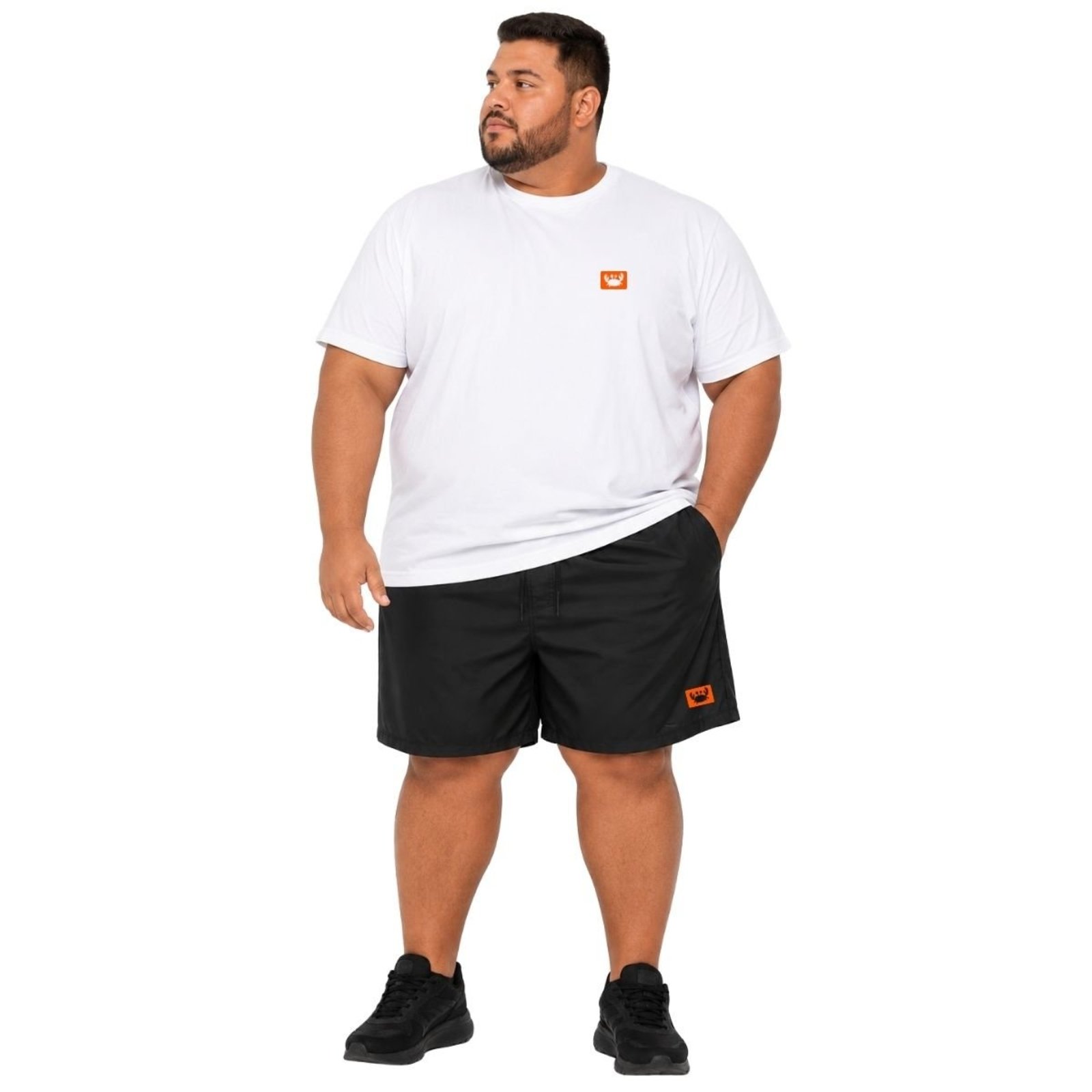 Conjunto Masculino Plus Size Camiseta Algodão + Short Tactel