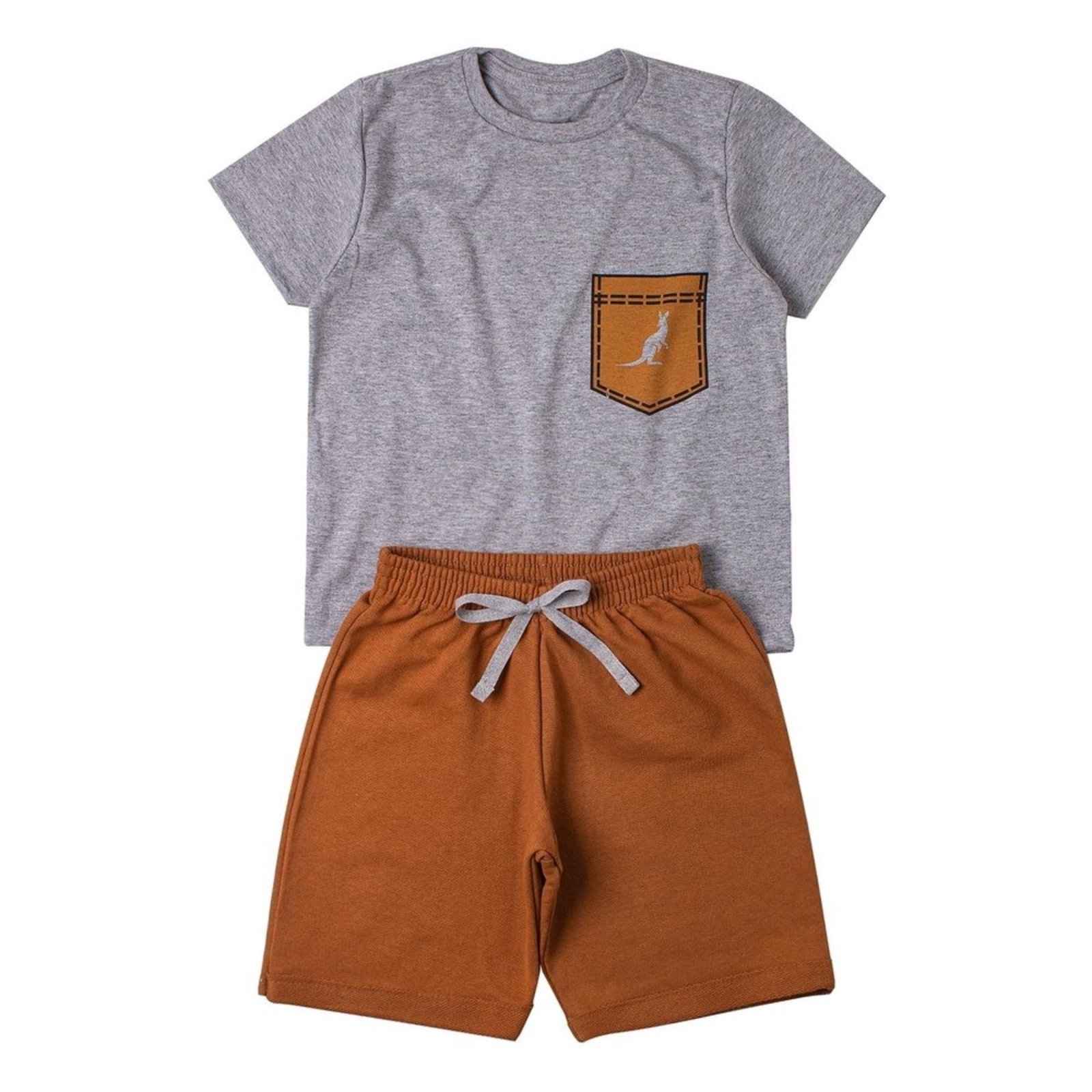 Infantil - Conjunto Menino Algodão Premium Verão Bolso Kangulu