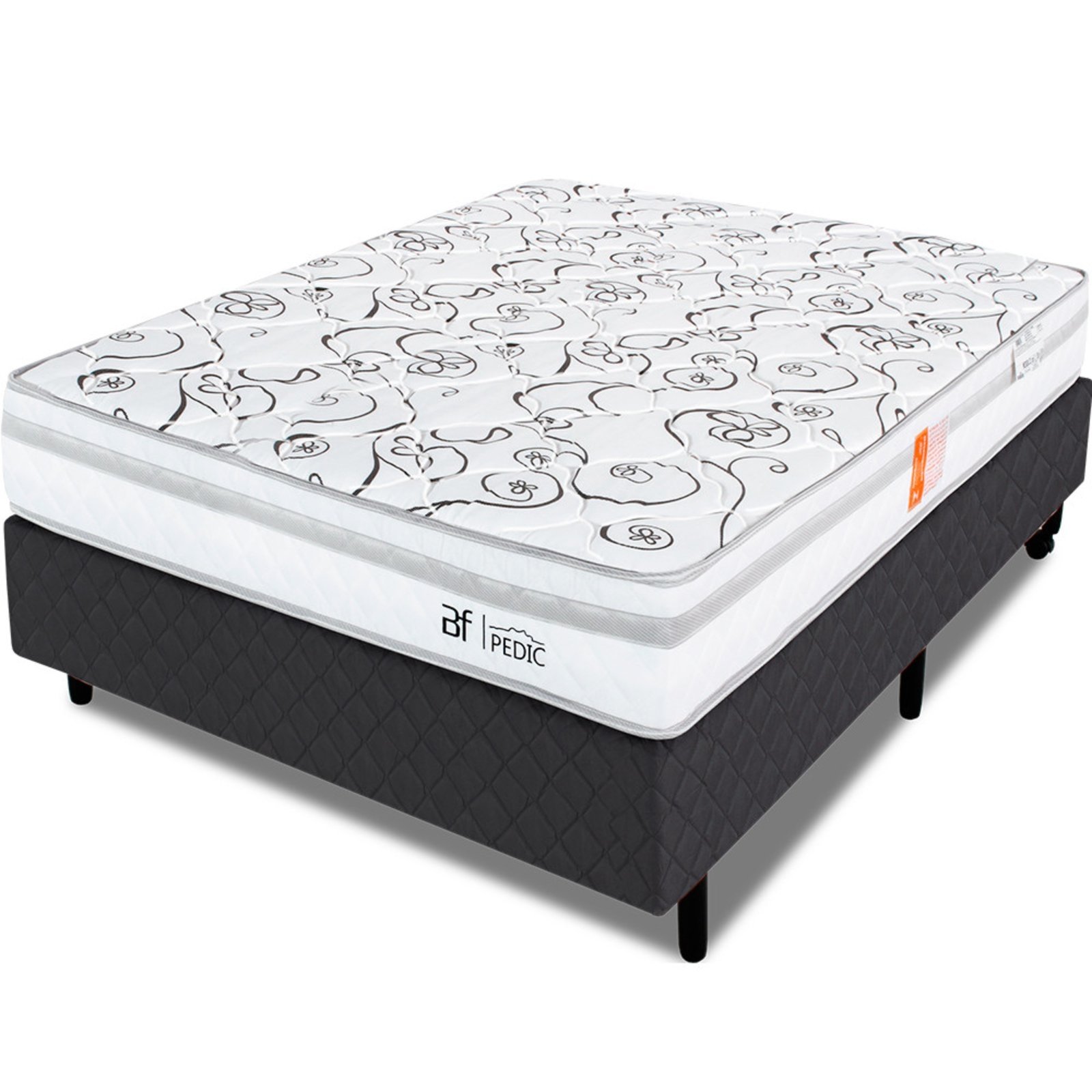 Cama Box Casal com Colchão Ortopédico Dupla Face Firme 138x188cm BF Colchões