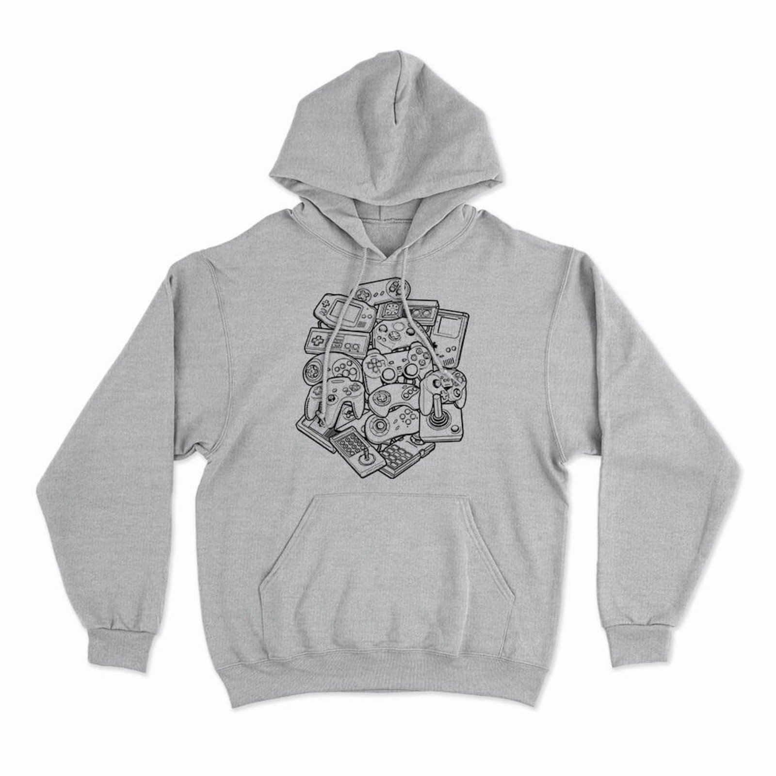 Moletom Com Capuz Joysticks - Mescla Cinza - Casual - Studio Geek