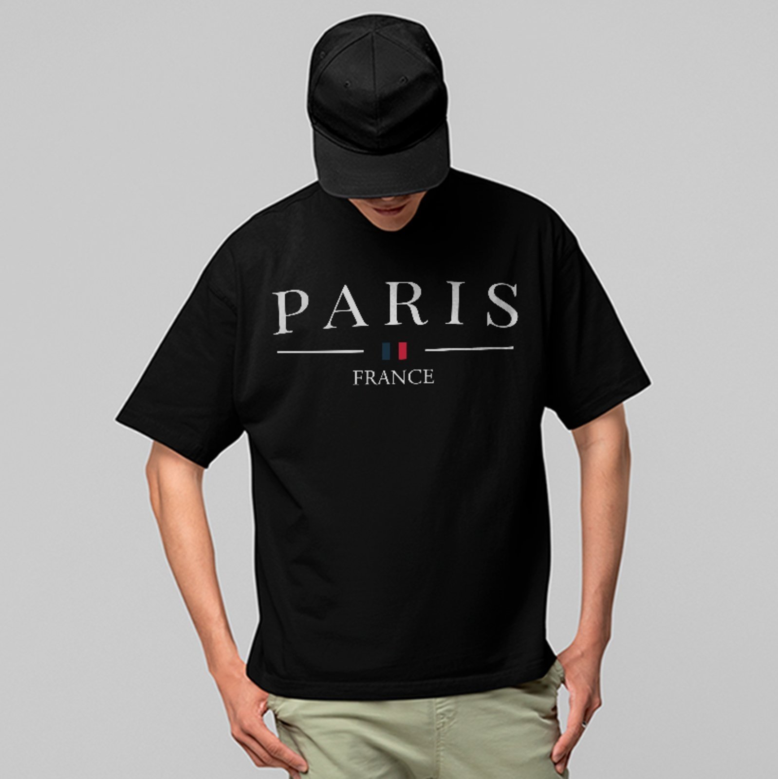 Vista 2 Camiseta Oversized Paris Estilo Urbano Luxo Estética Algodão Premium ousy preto ousy preto