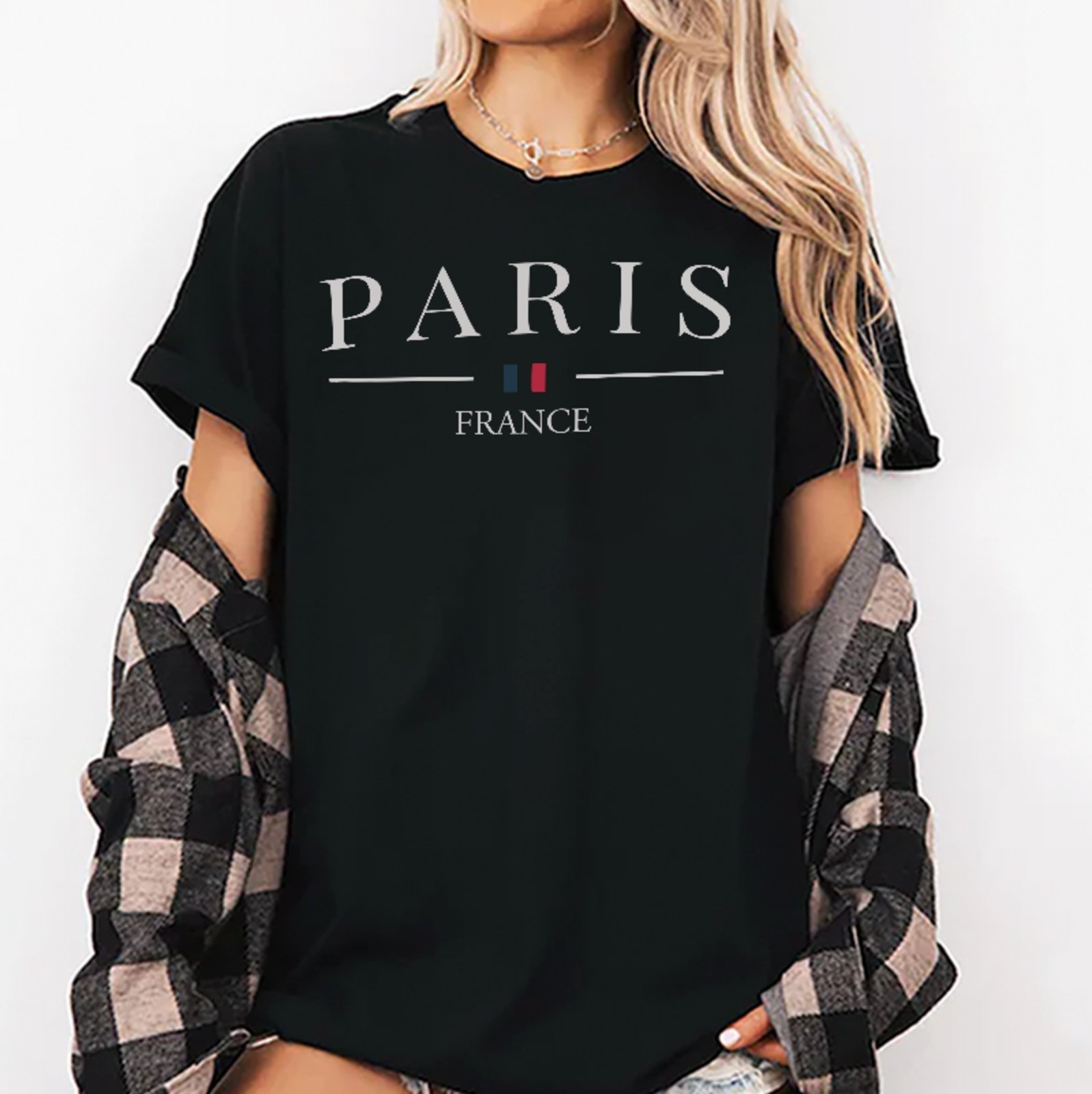 Vista 3 Camiseta Oversized Paris Estilo Urbano Luxo Estética Algodão Premium ousy preto ousy preto