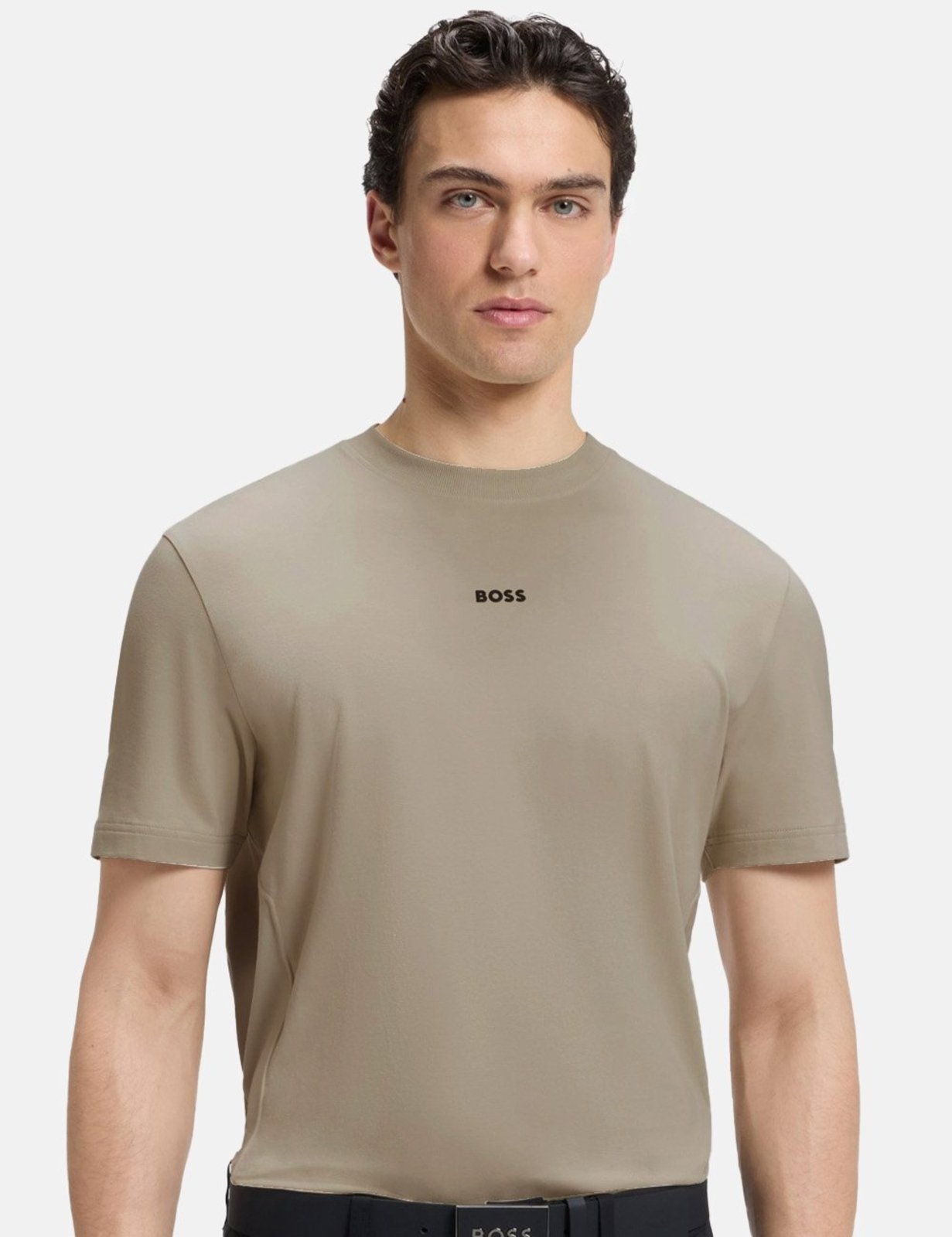 Camiseta Hugo Boss Masculina Relaxed Stretch TS_Urban Tech Cáqui