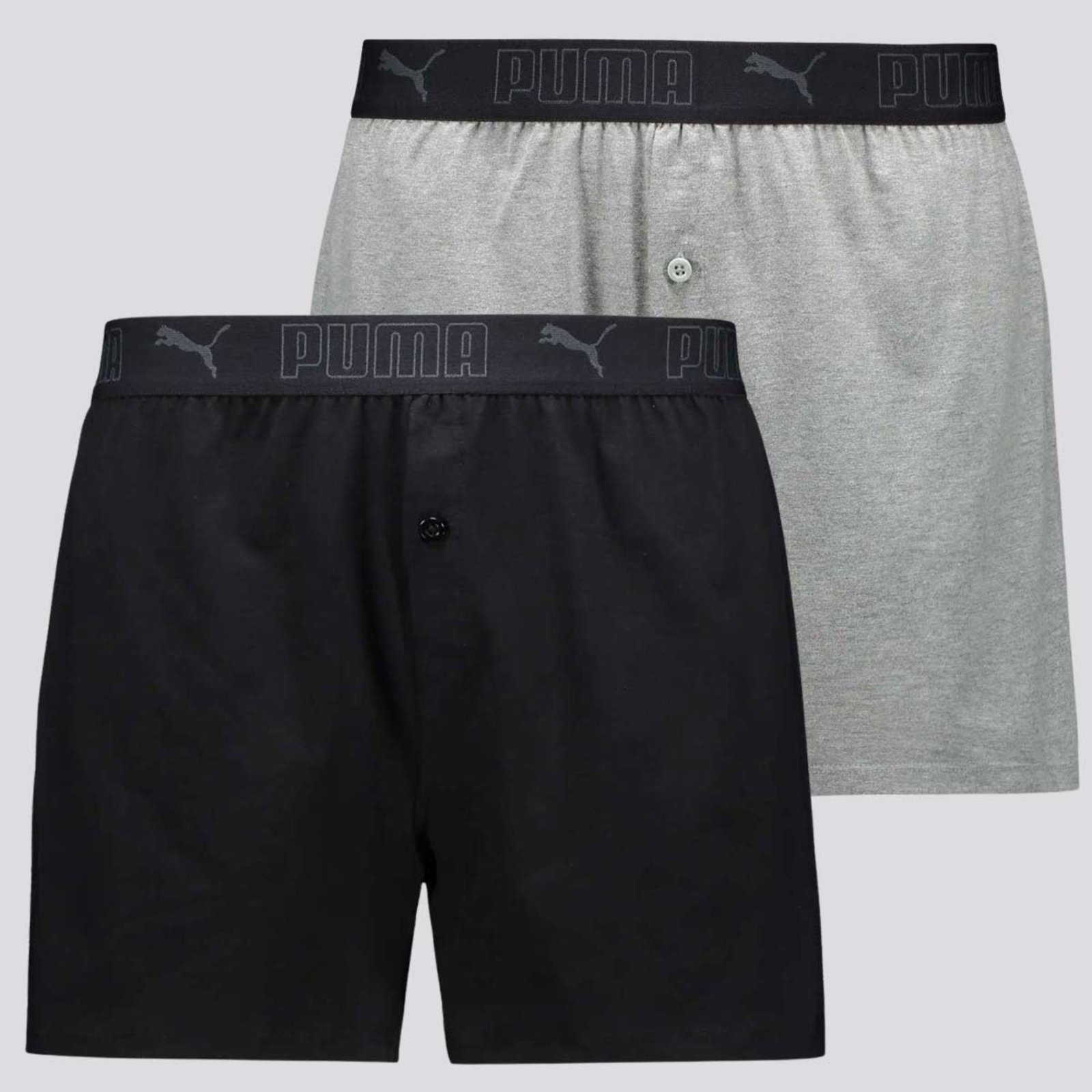 Kit 2 Cuecas Puma Samba Canção Cotton Preta e Cinza