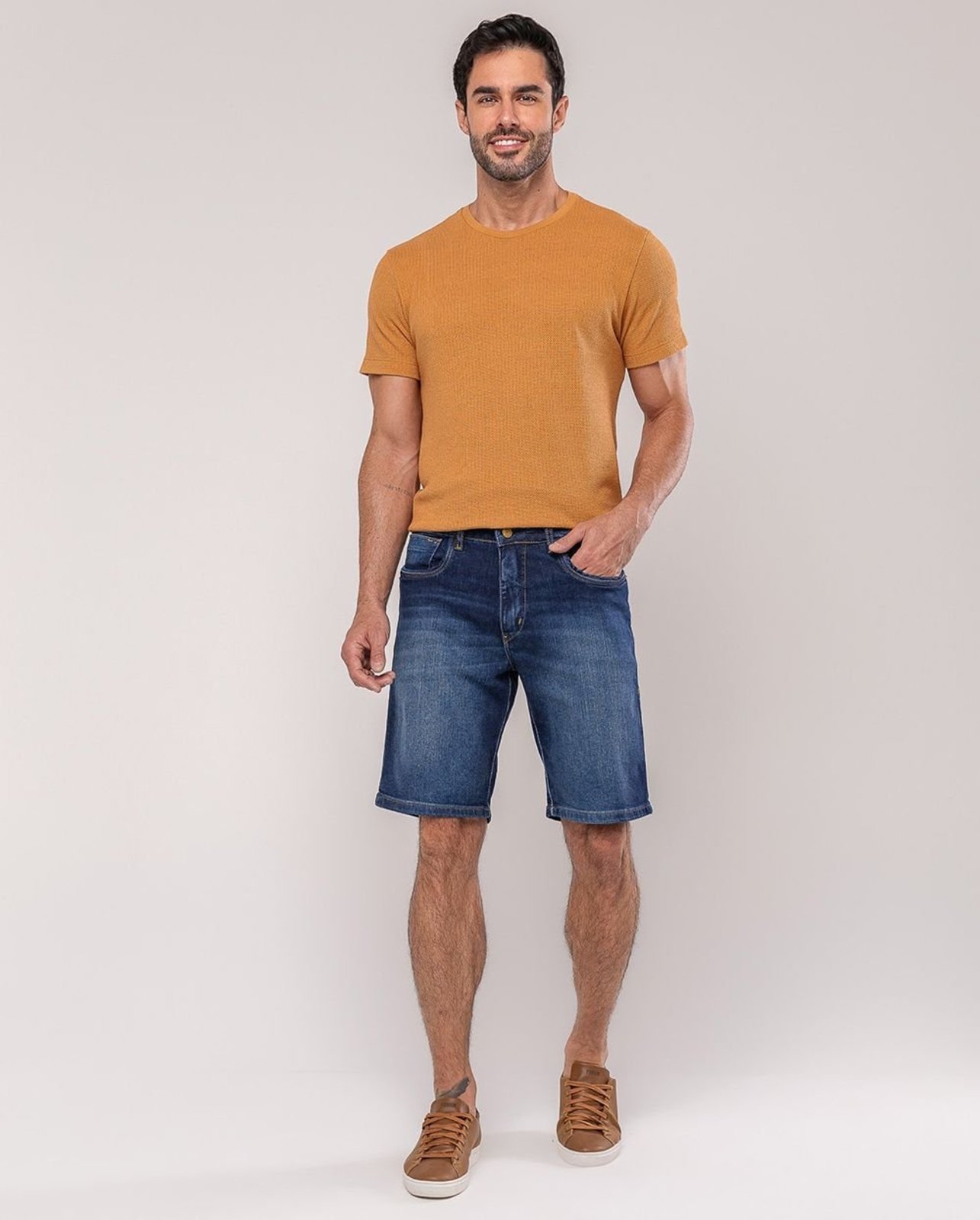 Bermuda Jeans Slim Fit Masculina 25154 Escura Consciência