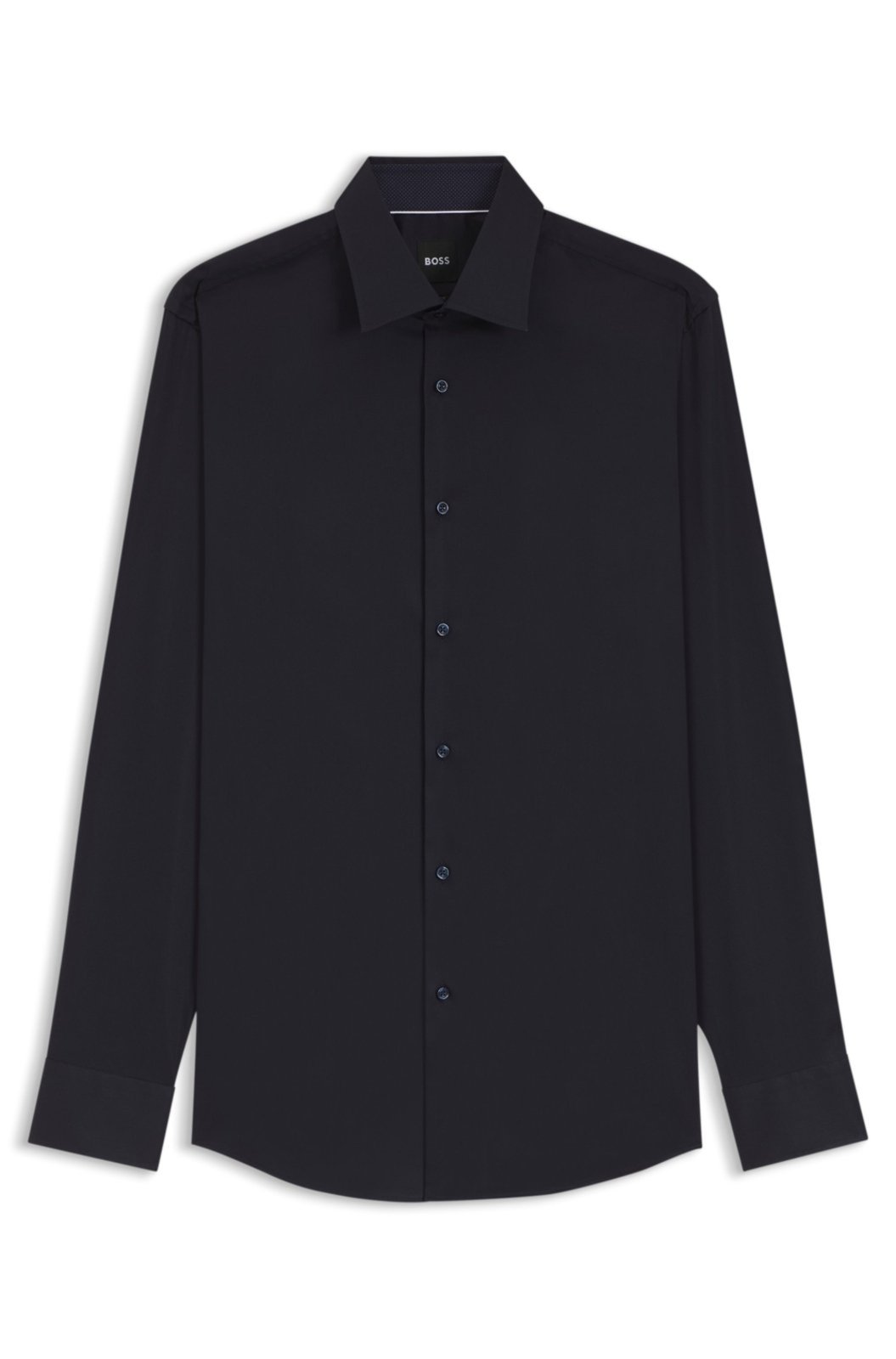 Camisa De Ajuste Slim Em Popelina De Algodão