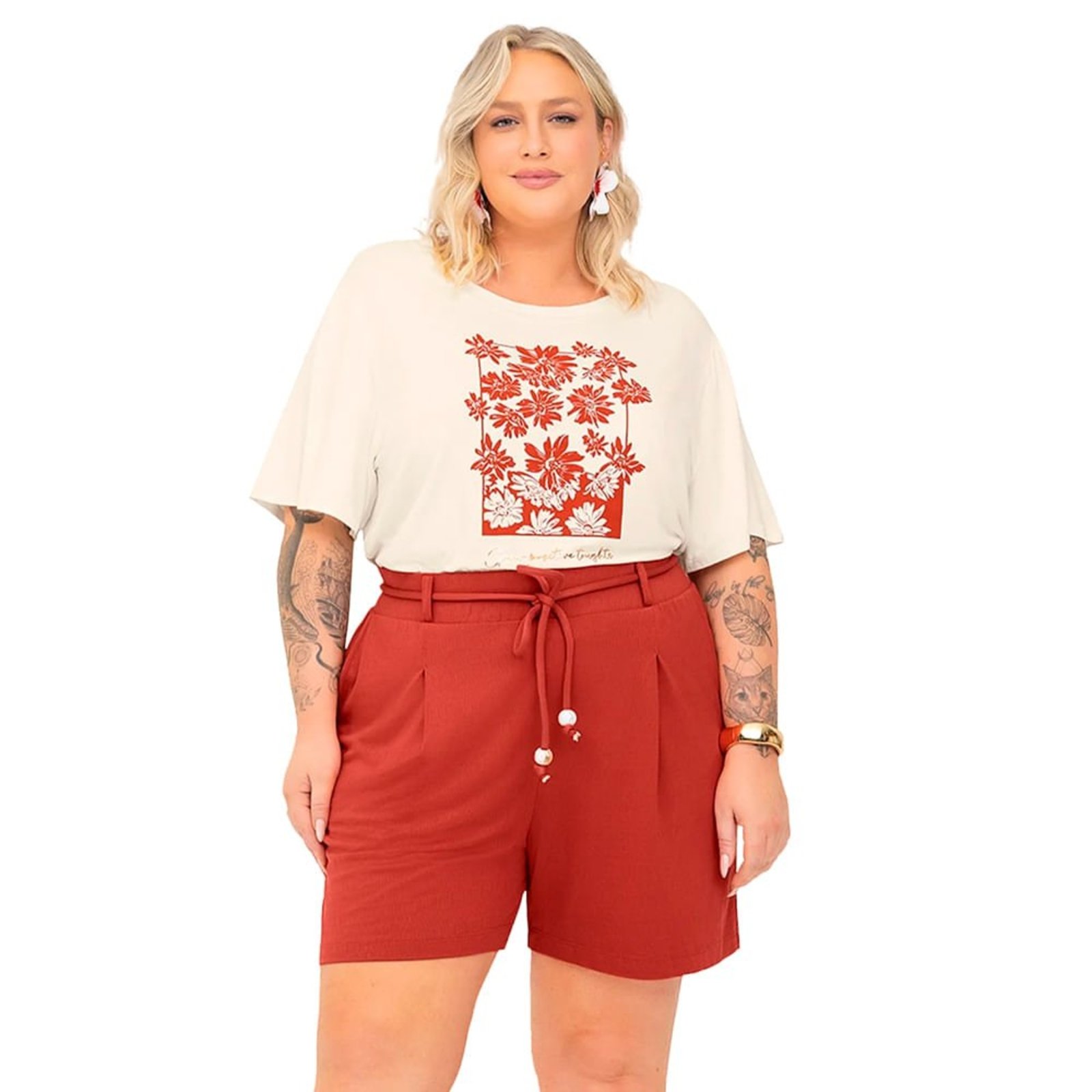 Blusa Feminina Secret Glam Estampa Flores Off White