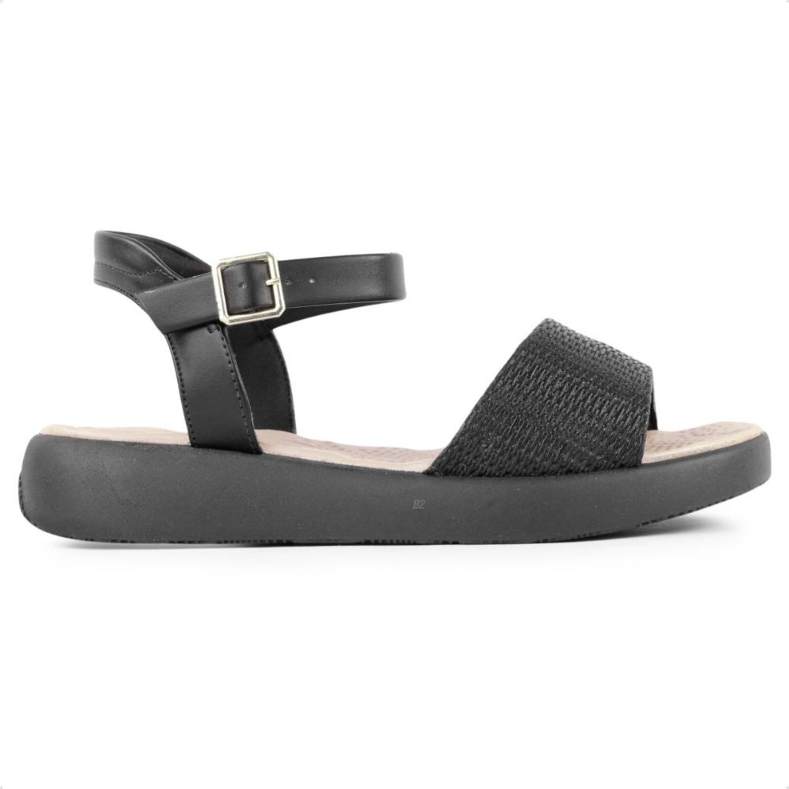 Sandália Comfortflex Com Fivela Feminina Preto