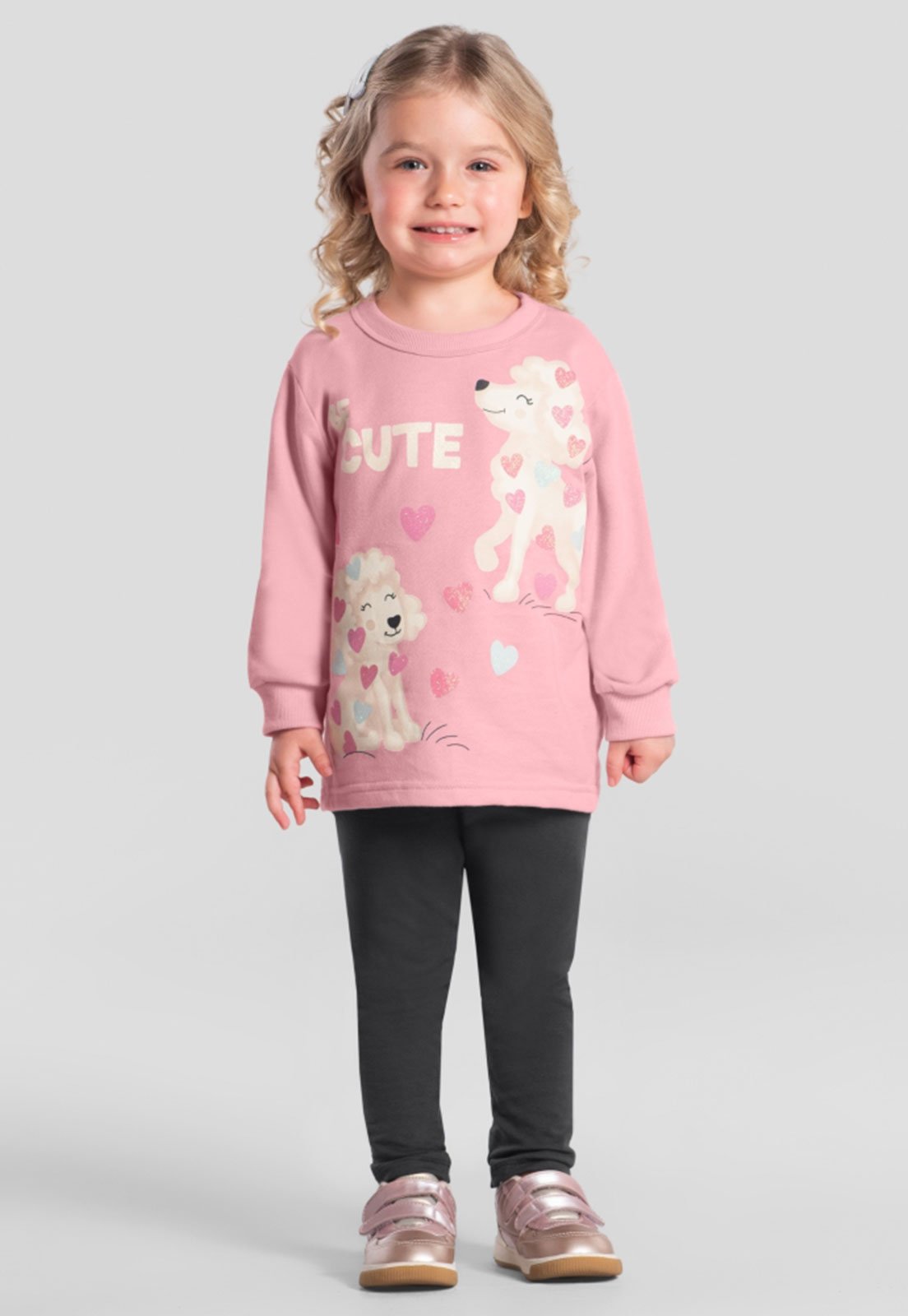 Conjunto Brandili Blusa Estampa Leão E Legging Rosa