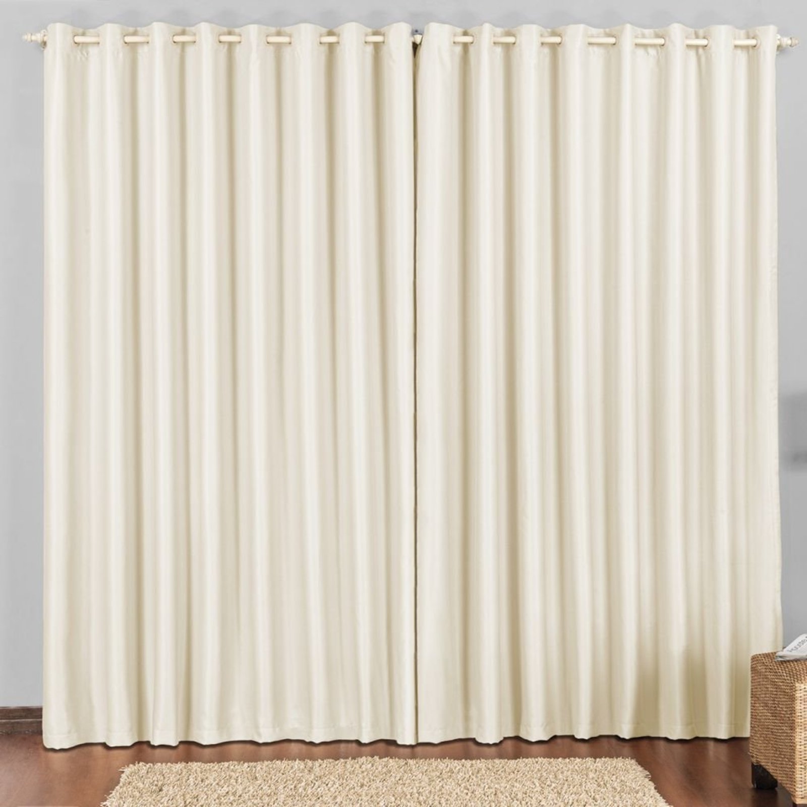 Cortina 3 Mts Sala Quarto Escritório Blackout para Varão - Bege - 100% Poliéster